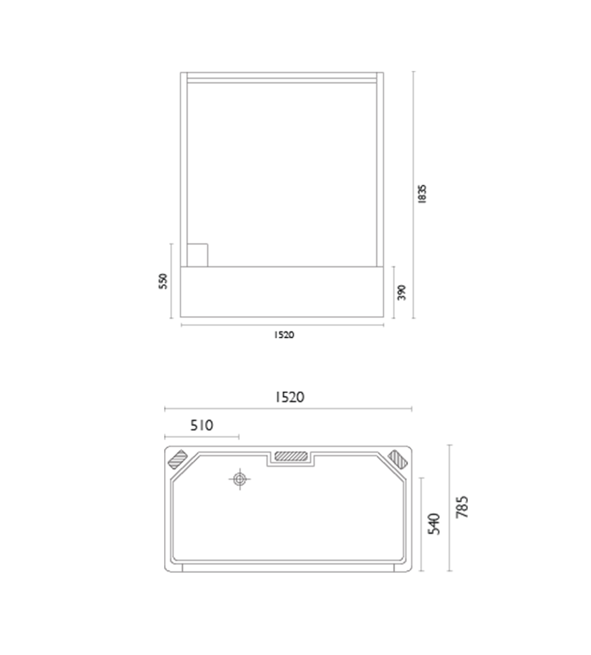 Doccia SE46 1530 x 790mm Shower Enclosure, High Step, White