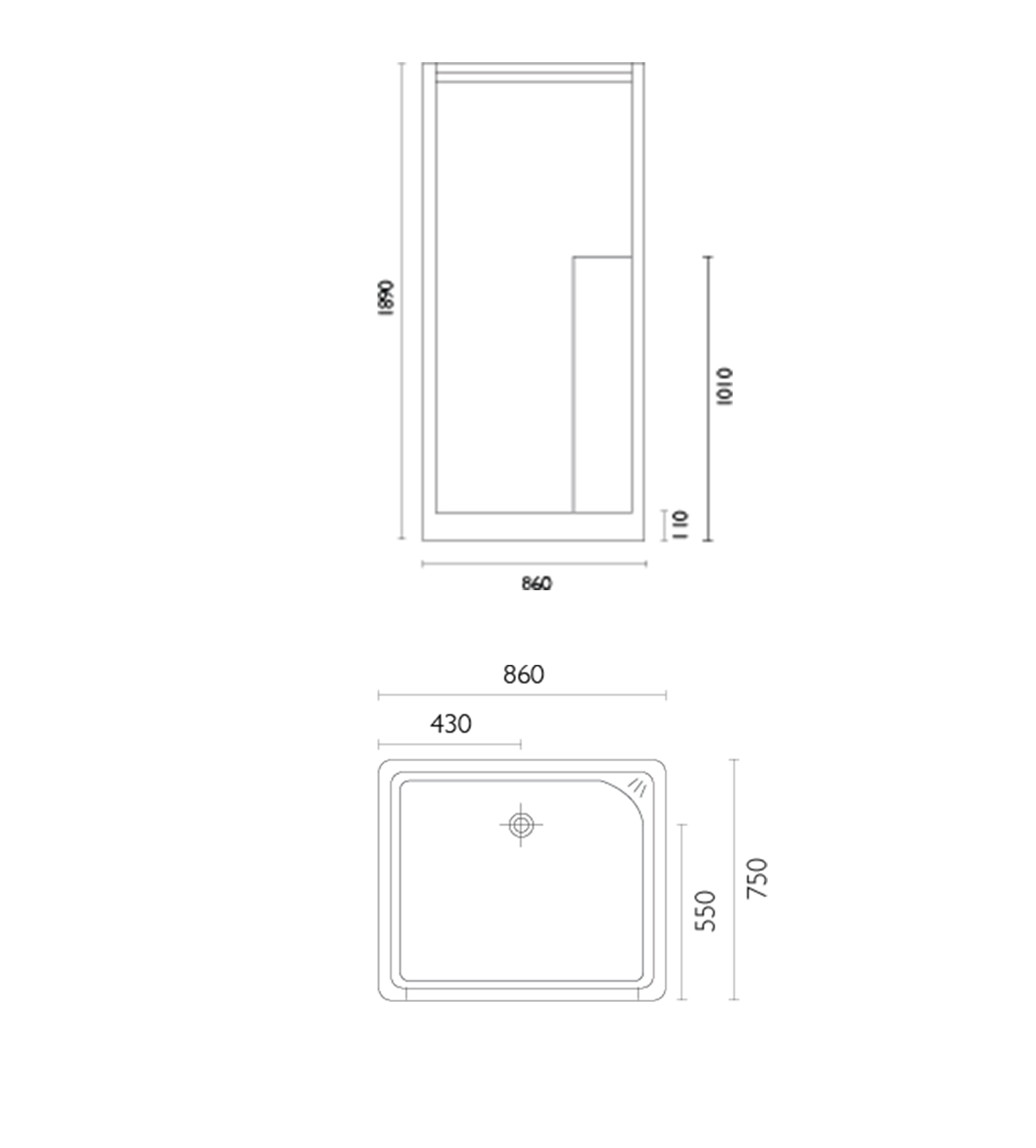 Doccia SE5 862 x 750mm Shower Enclosure, Low Step, White