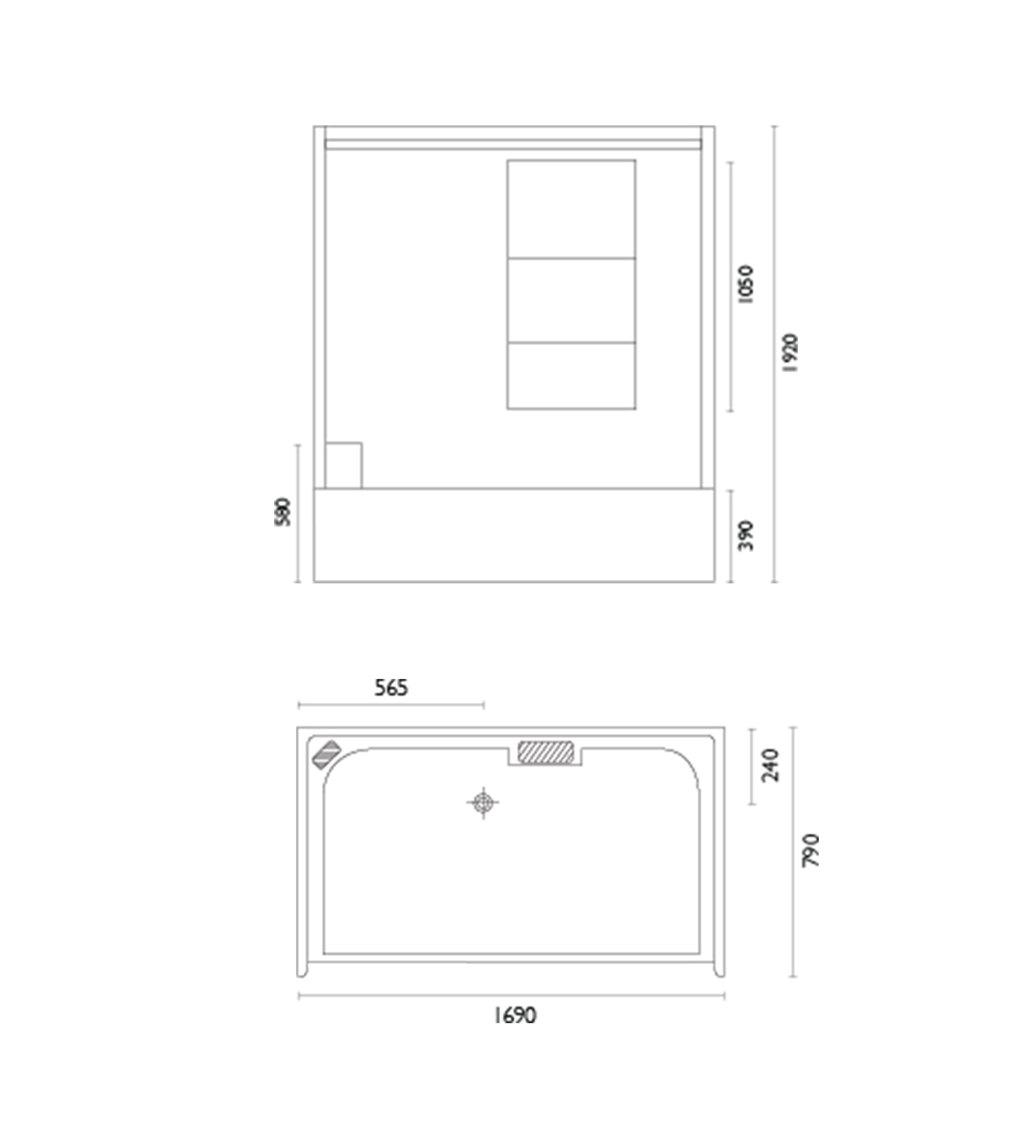 Doccia SE55 1688 x 790mm Shower Enclosure, High Step, White