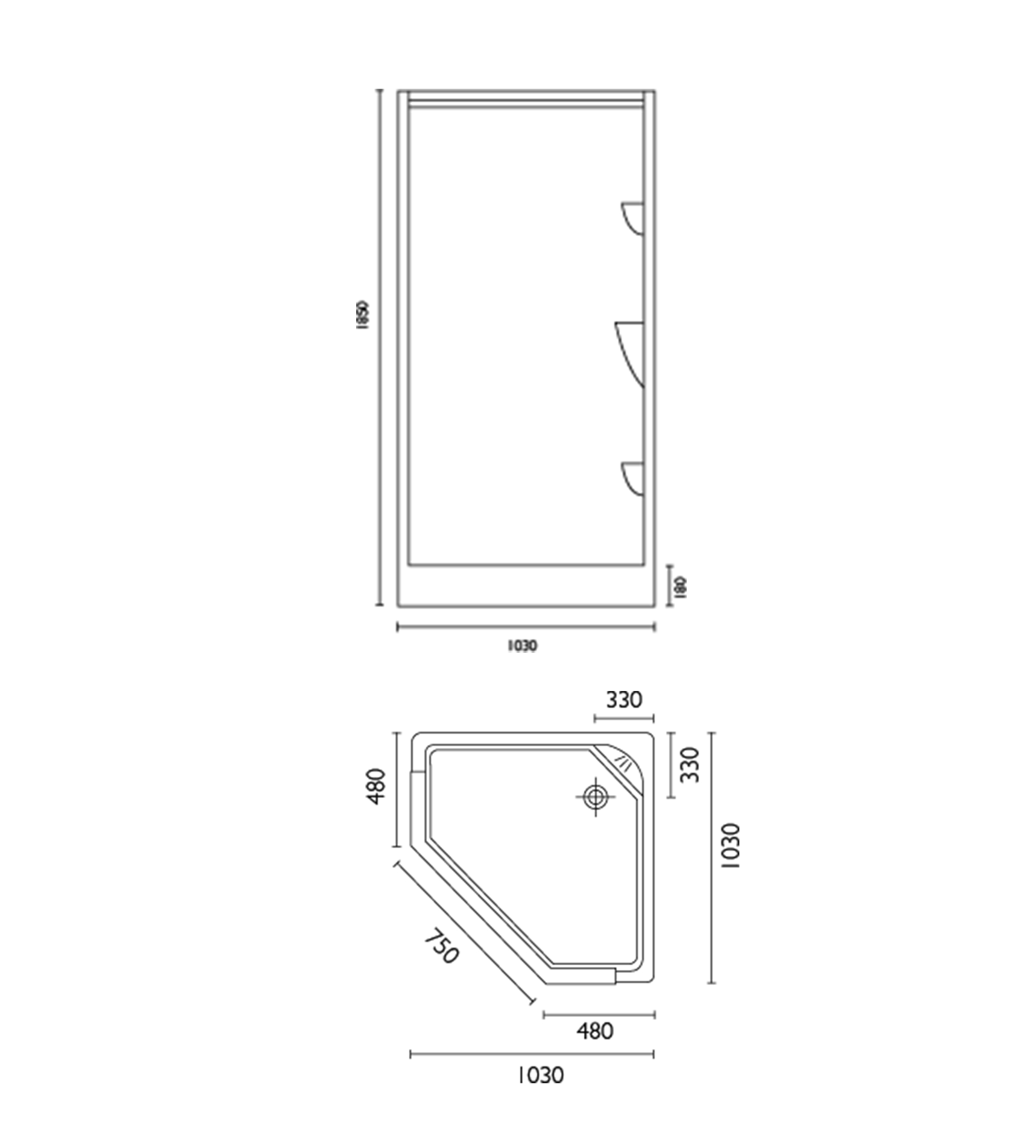 Doccia SE78 1000 x 1000mm Corner Shower Enclosure, Low Step, White