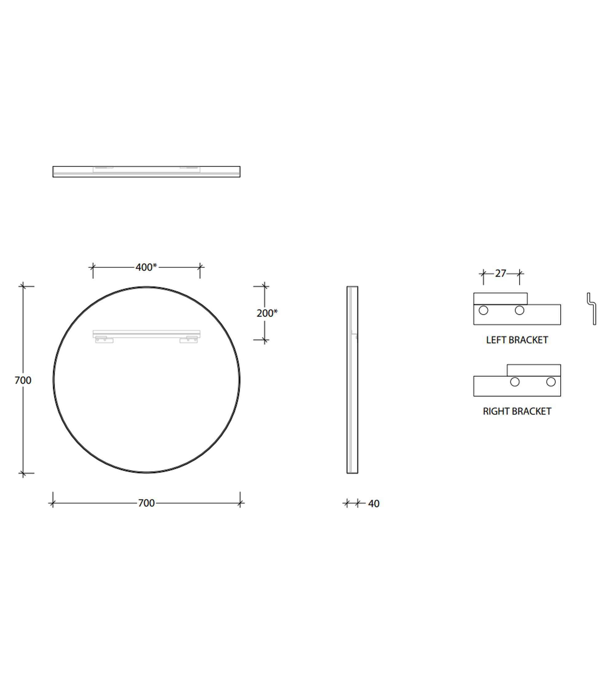 ADP Alora 700mm Round Frame Mirror, Matte Black