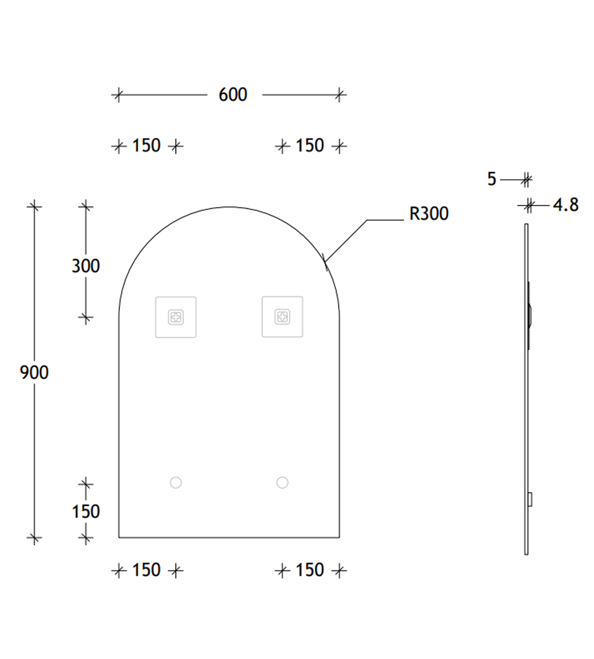 ADP Arch Polished Edge 600 x 900mm Wall Mirror