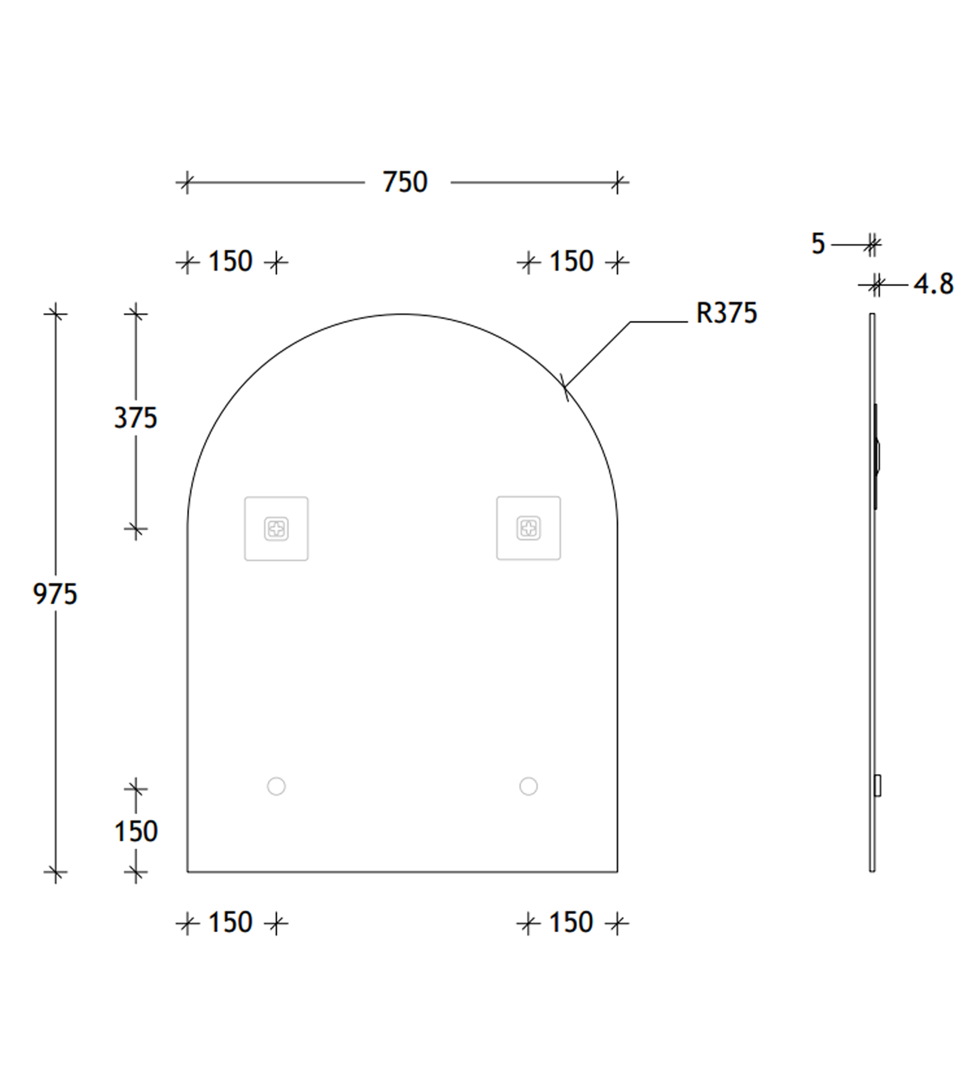 ADP Arch Polished Edge 750 x 975mm Wall Mirror