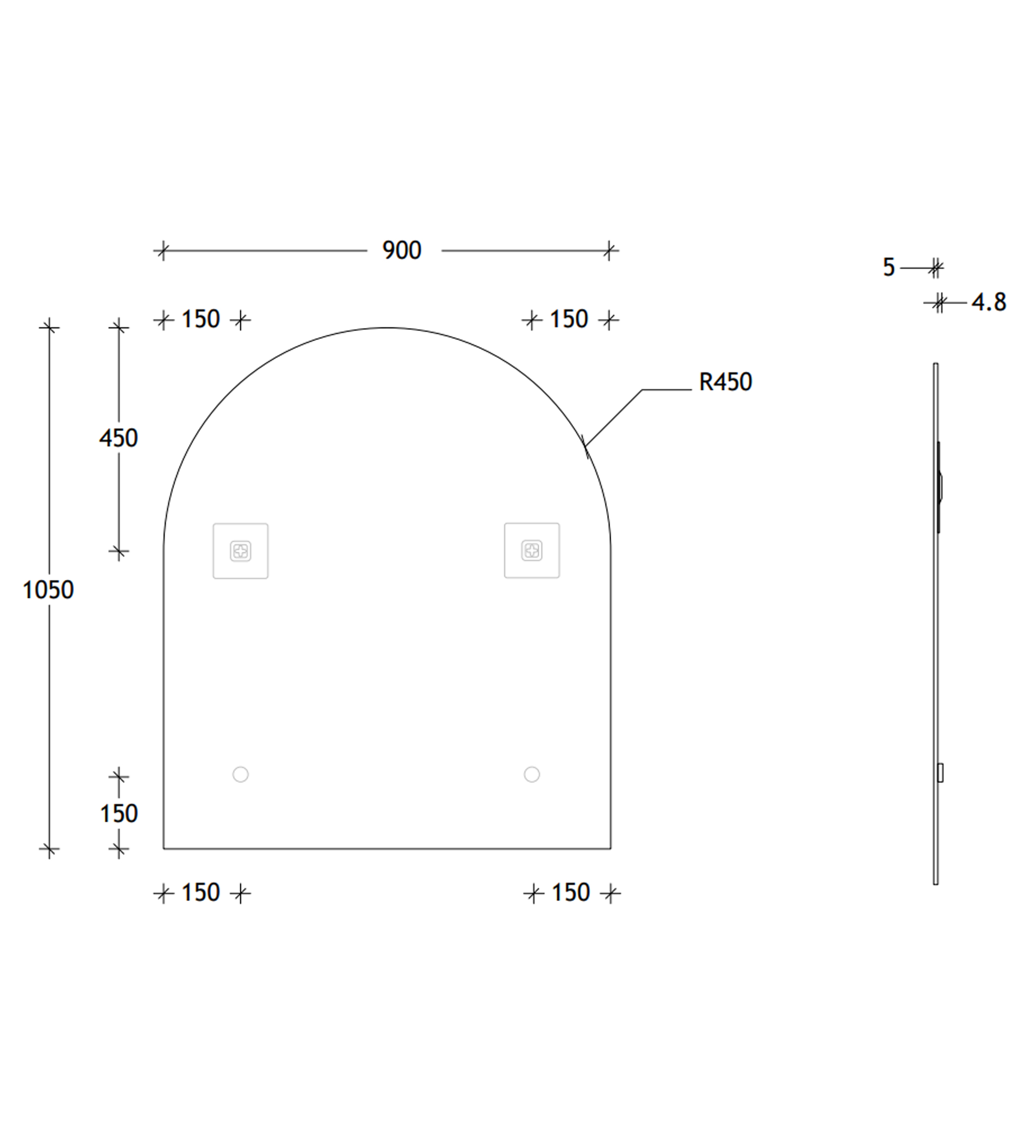 ADP Arch Polished Edge 900 x 1050mm Wall Mirror