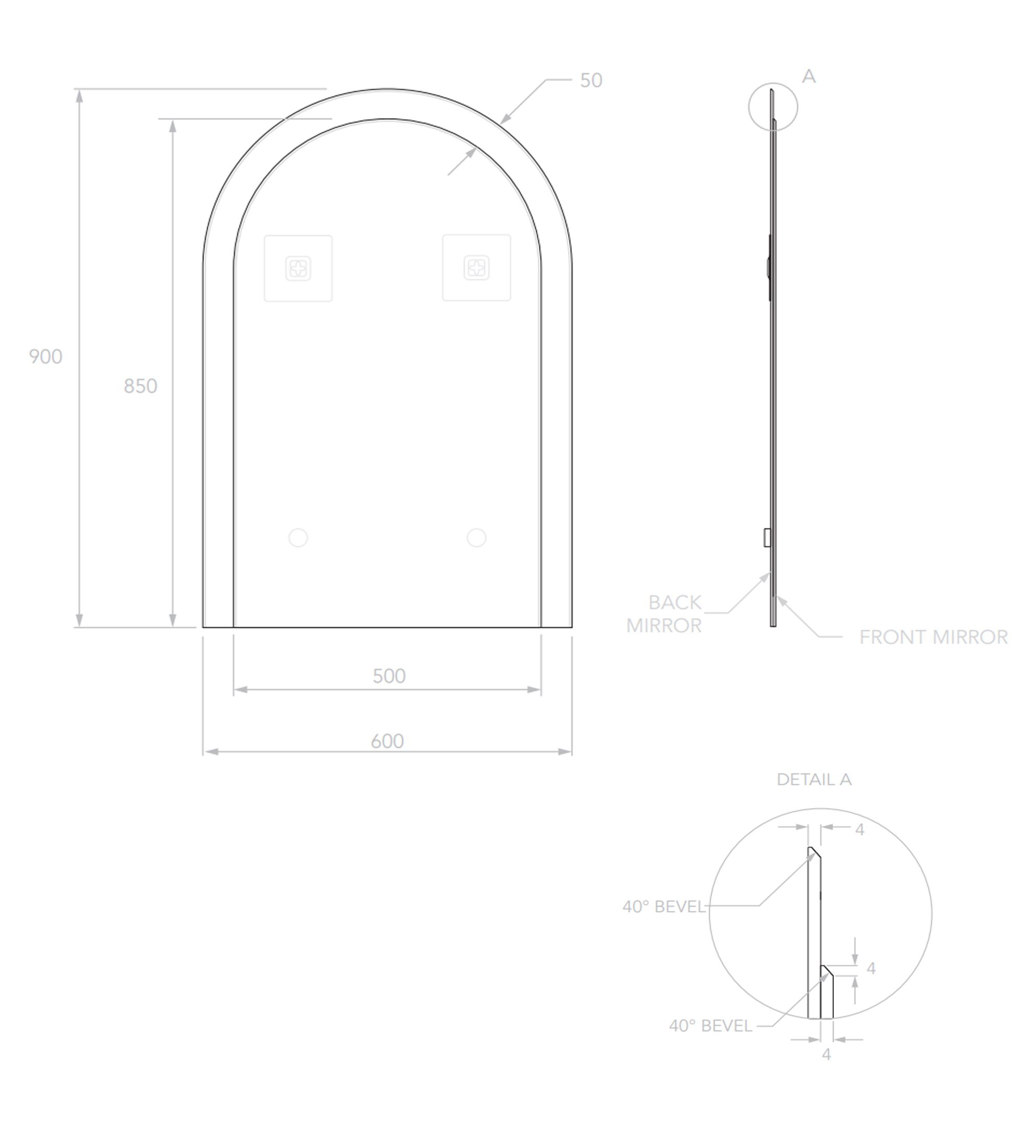 ADP Arch Overlay 600 x 900mm Wall Mirror