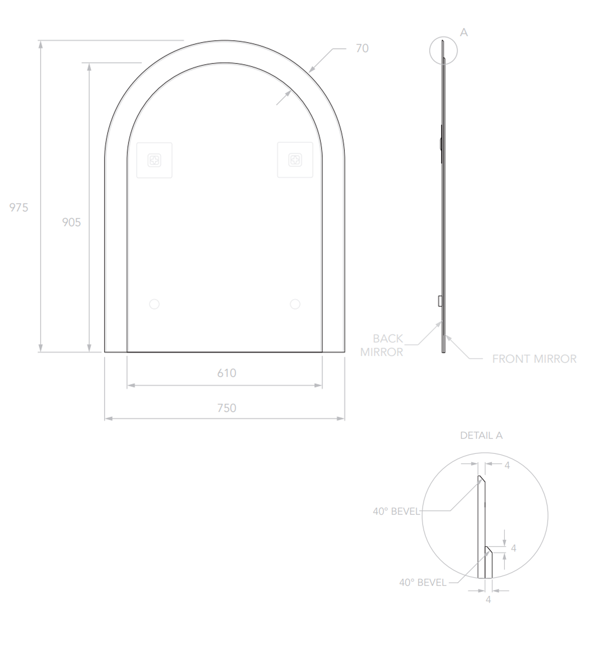 ADP Arch Overlay 750 x 975mm Wall Mirror