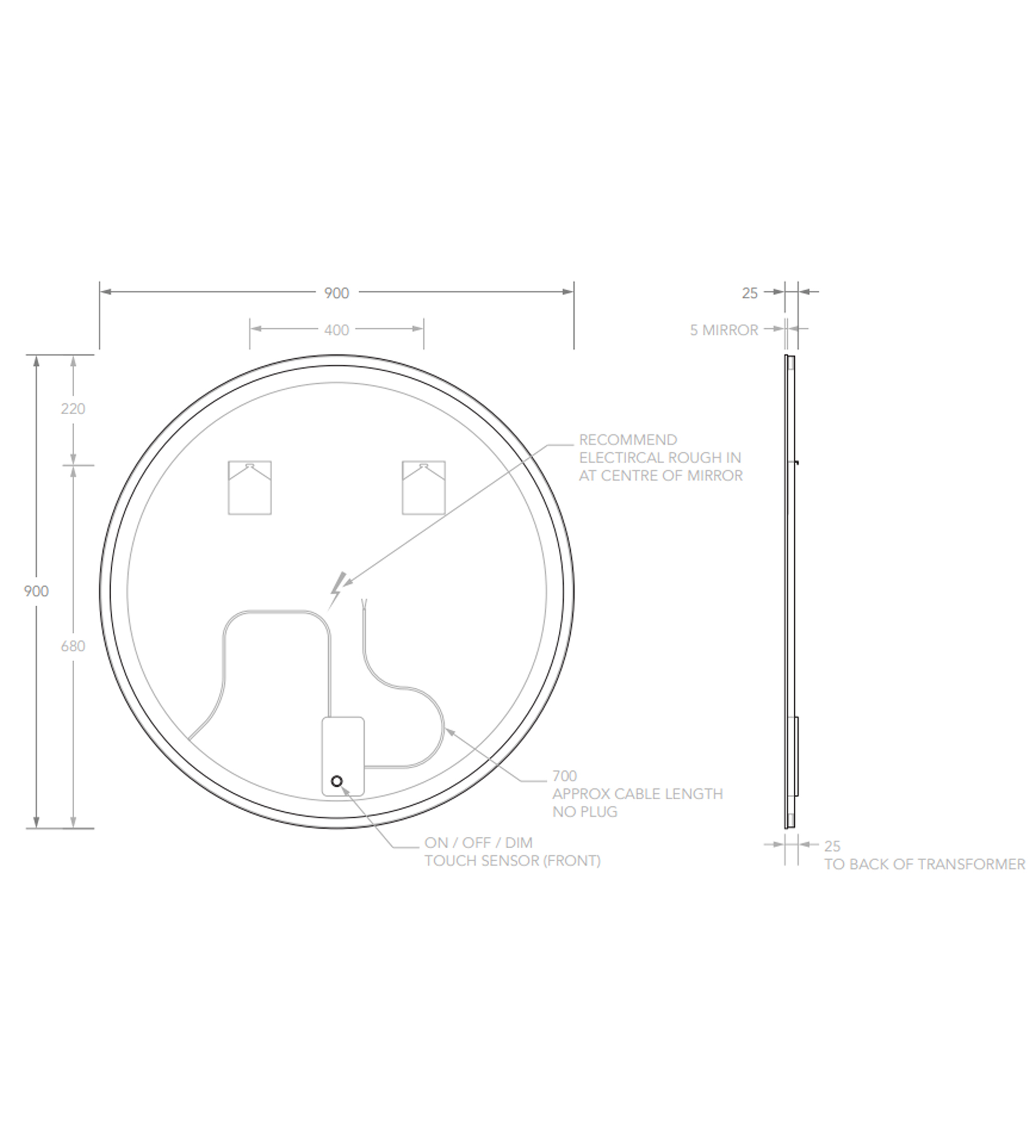 ADP Shine 900 LED Wall Mirror