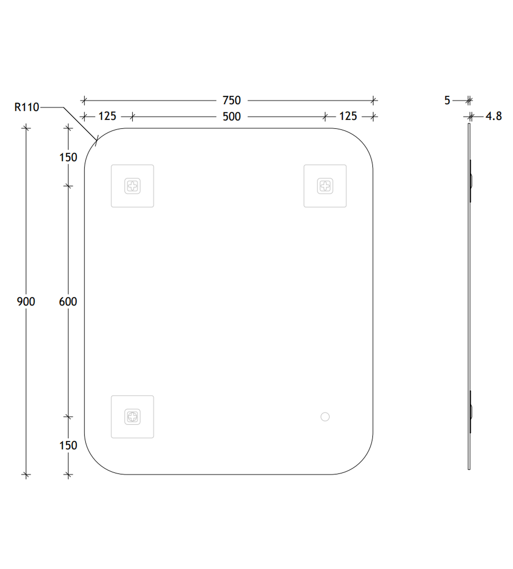 ADP Stadium Polished Edge 750 x 900mm Wall Mirror