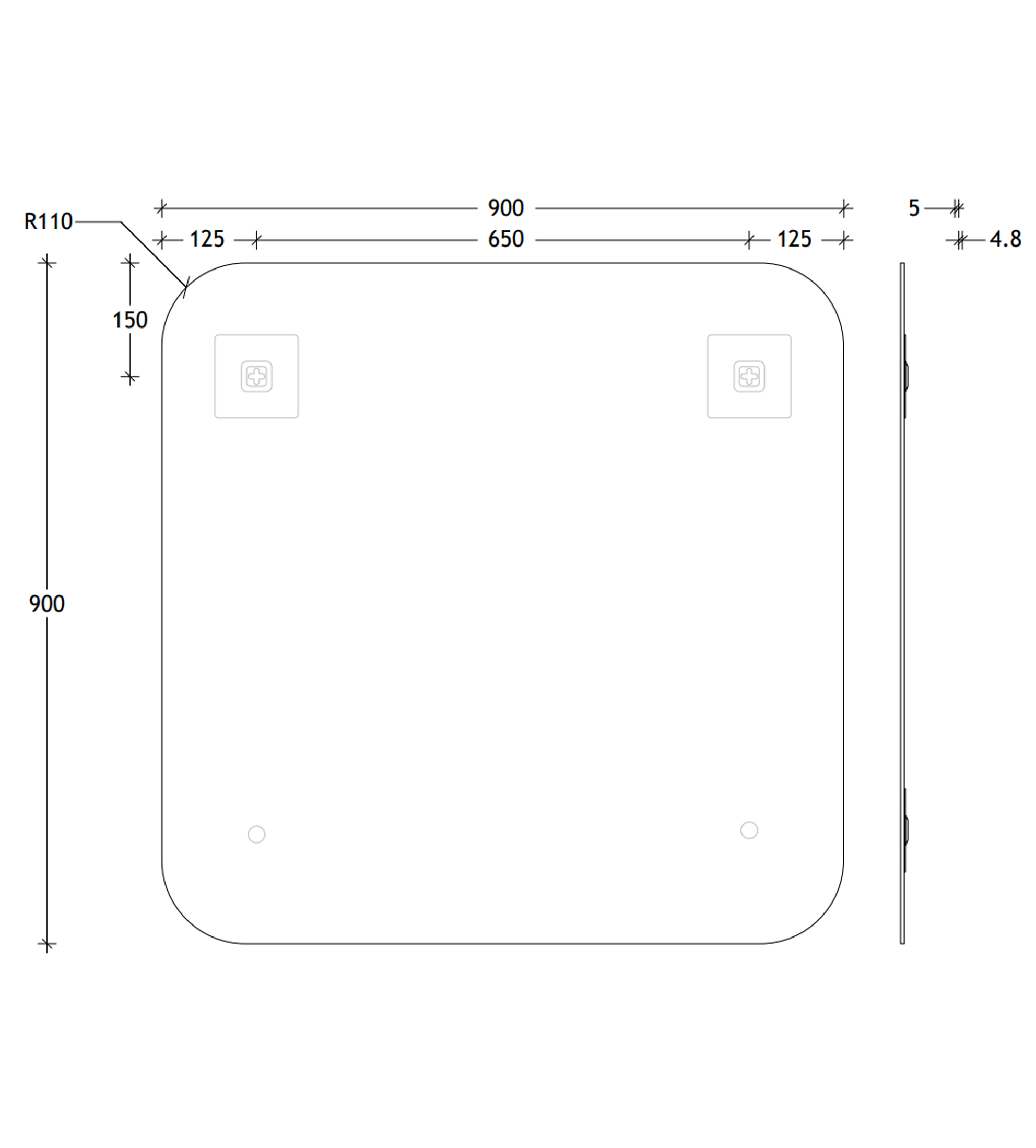 ADP Stadium Polished Edge 900 x 900mm Wall Mirror