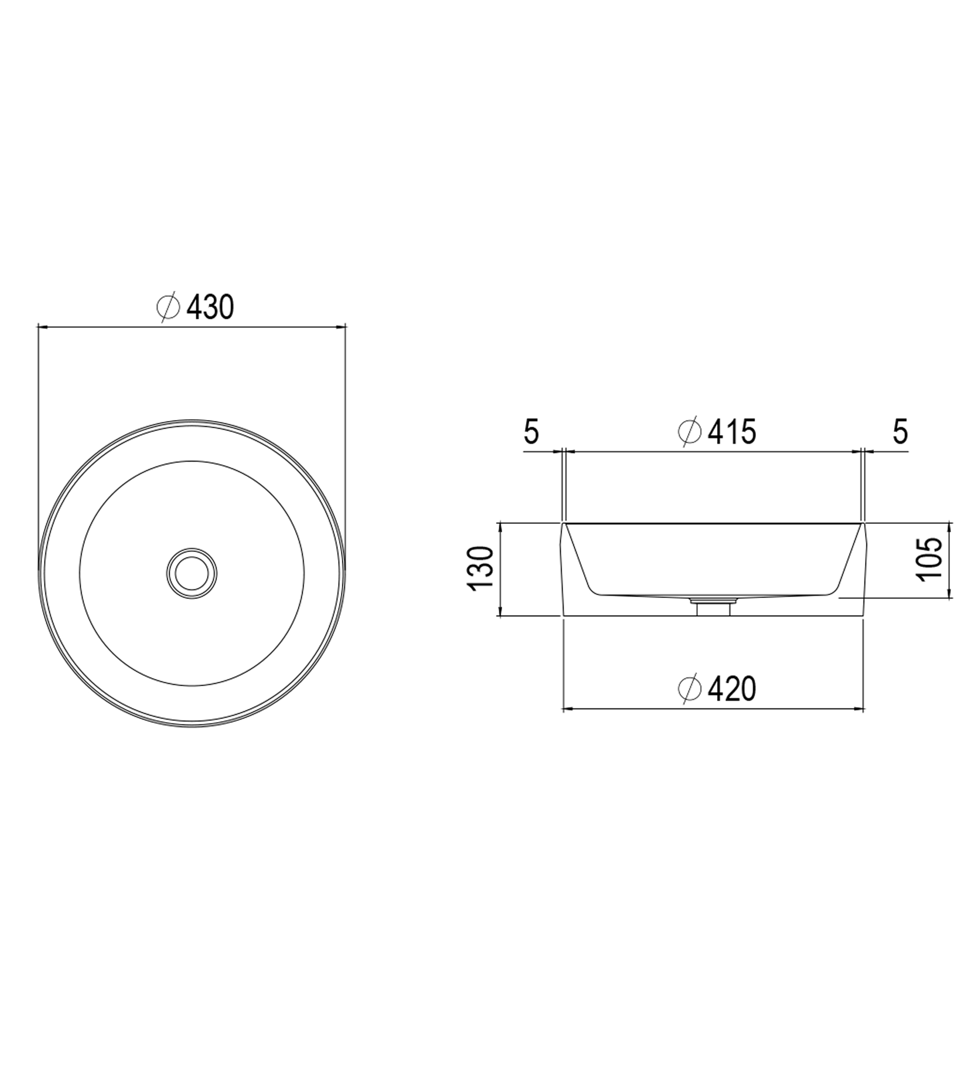 Apaiser Sol Basin 430mm Stone Basin