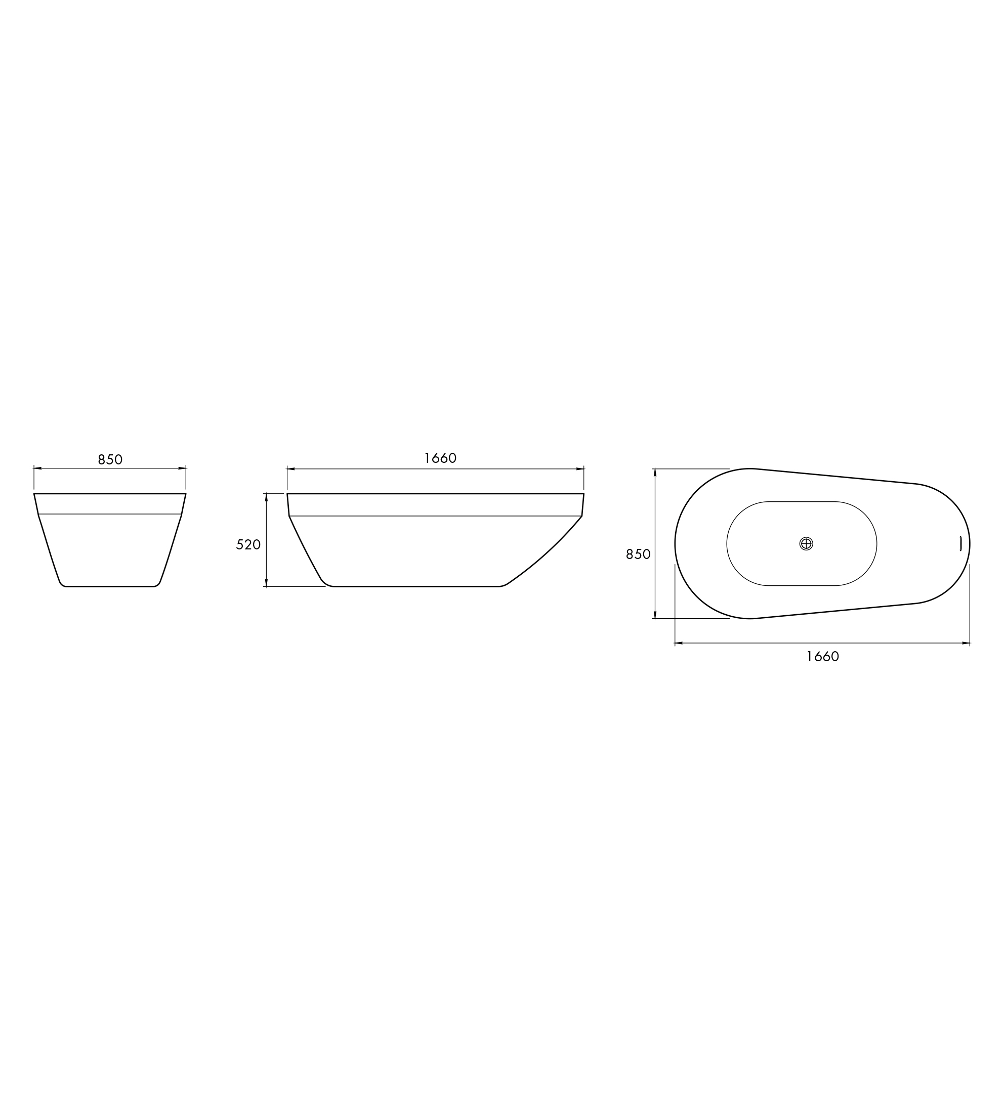 Apaiser Sol Bath 1660mm Stone Freestanding Bath