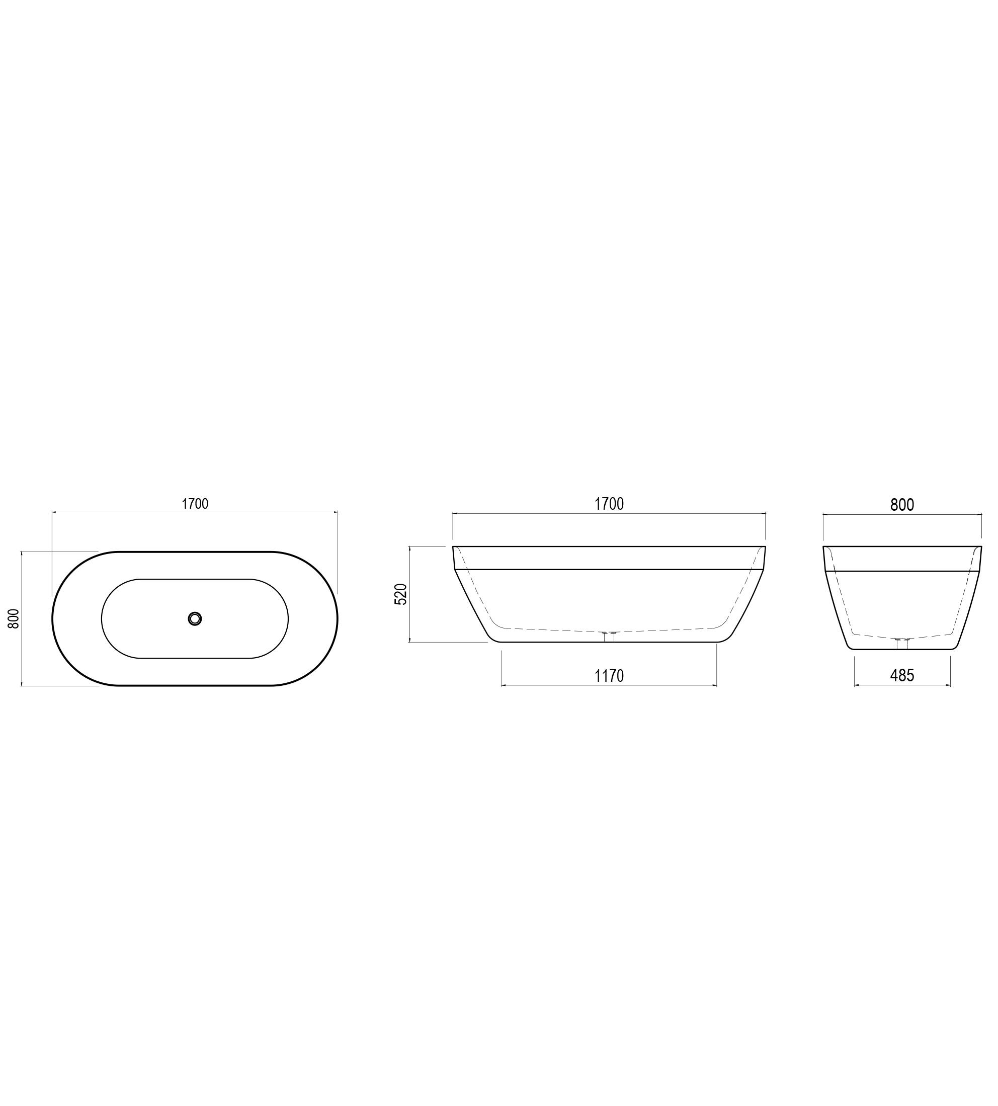 Apaiser Sol Bath 1700mm Stone Oval Bath