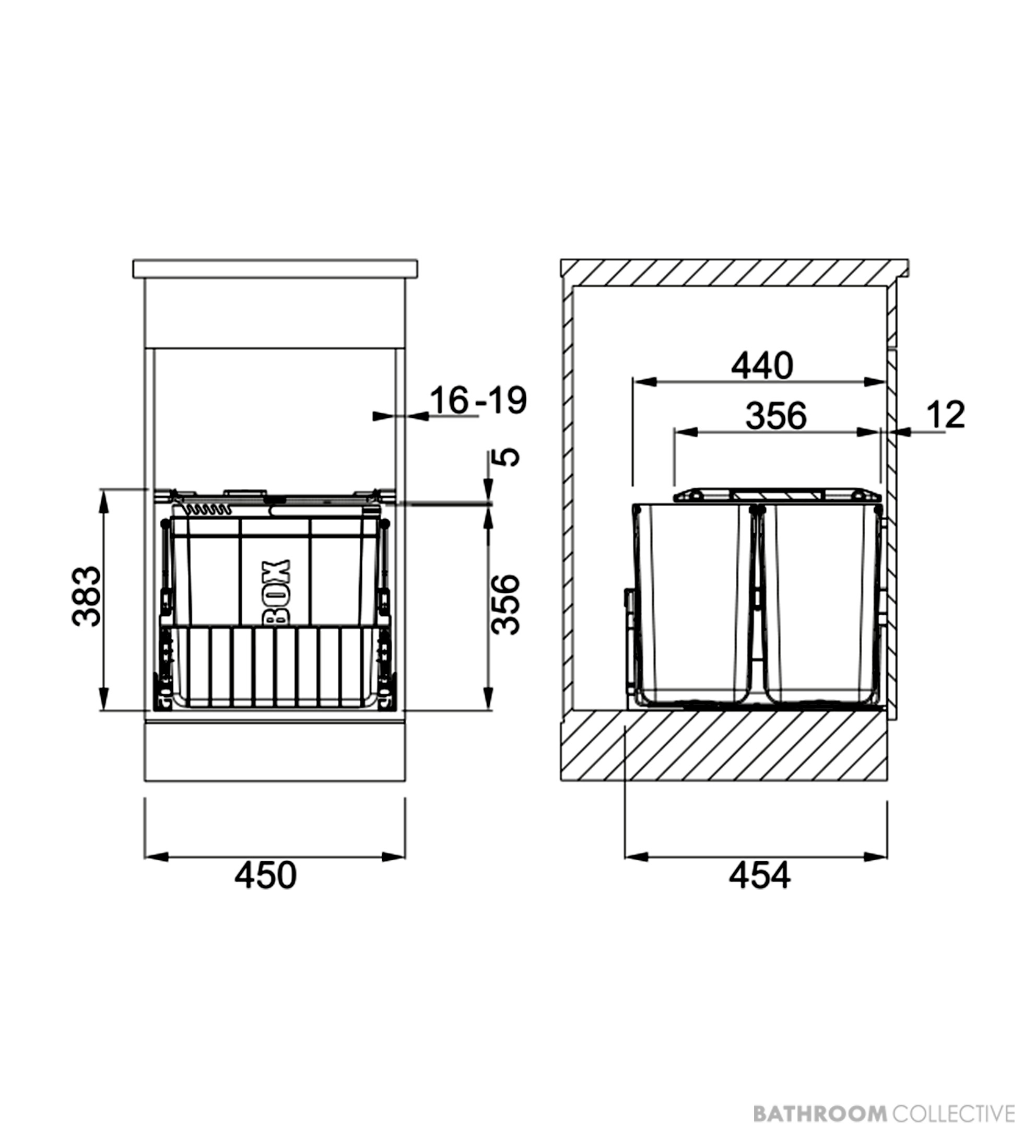 Franke 2 x 21L Bins w/ Cover - Suits 450mm Cabinet SORTER 300-45
