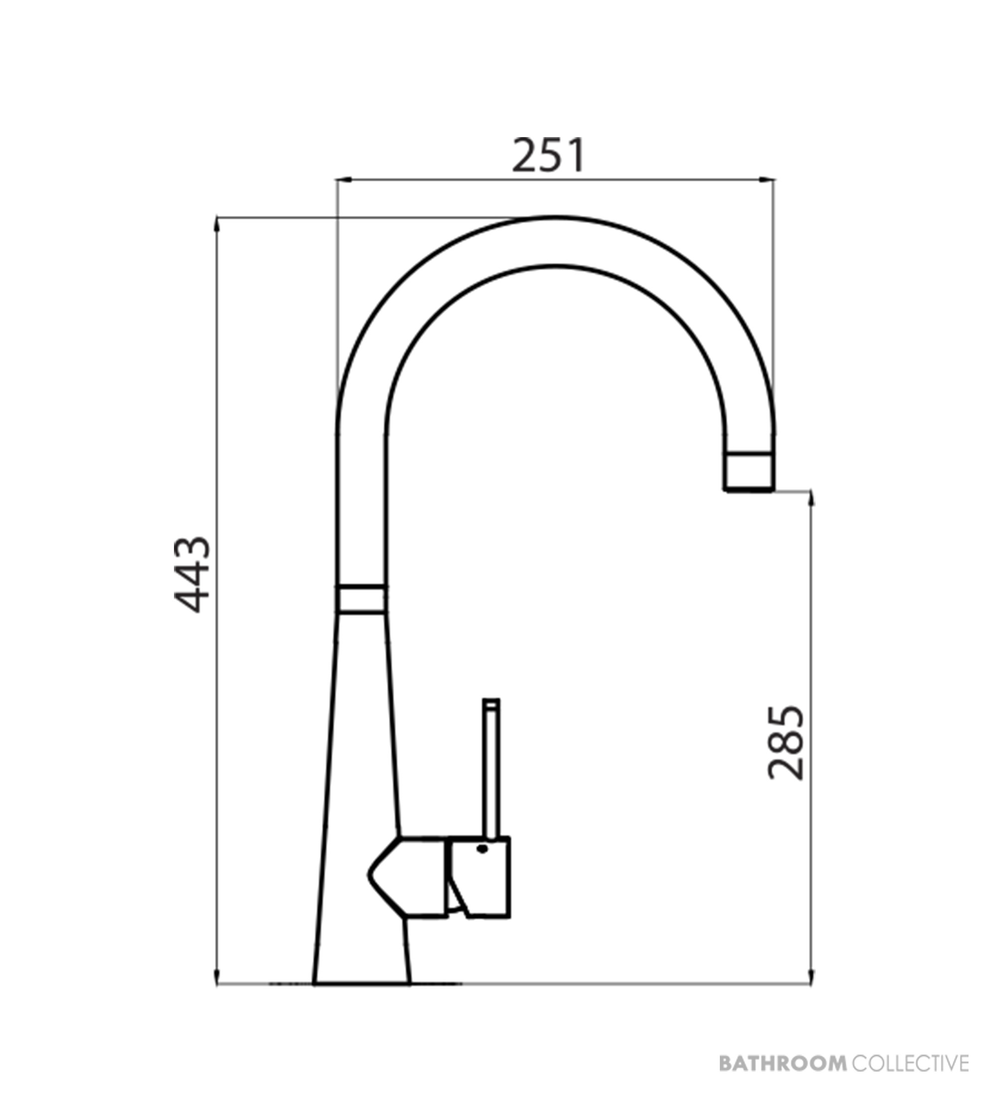 Oliveri Essente 251mm Goose Neck Sink Mixer, 316 Stainless Steel