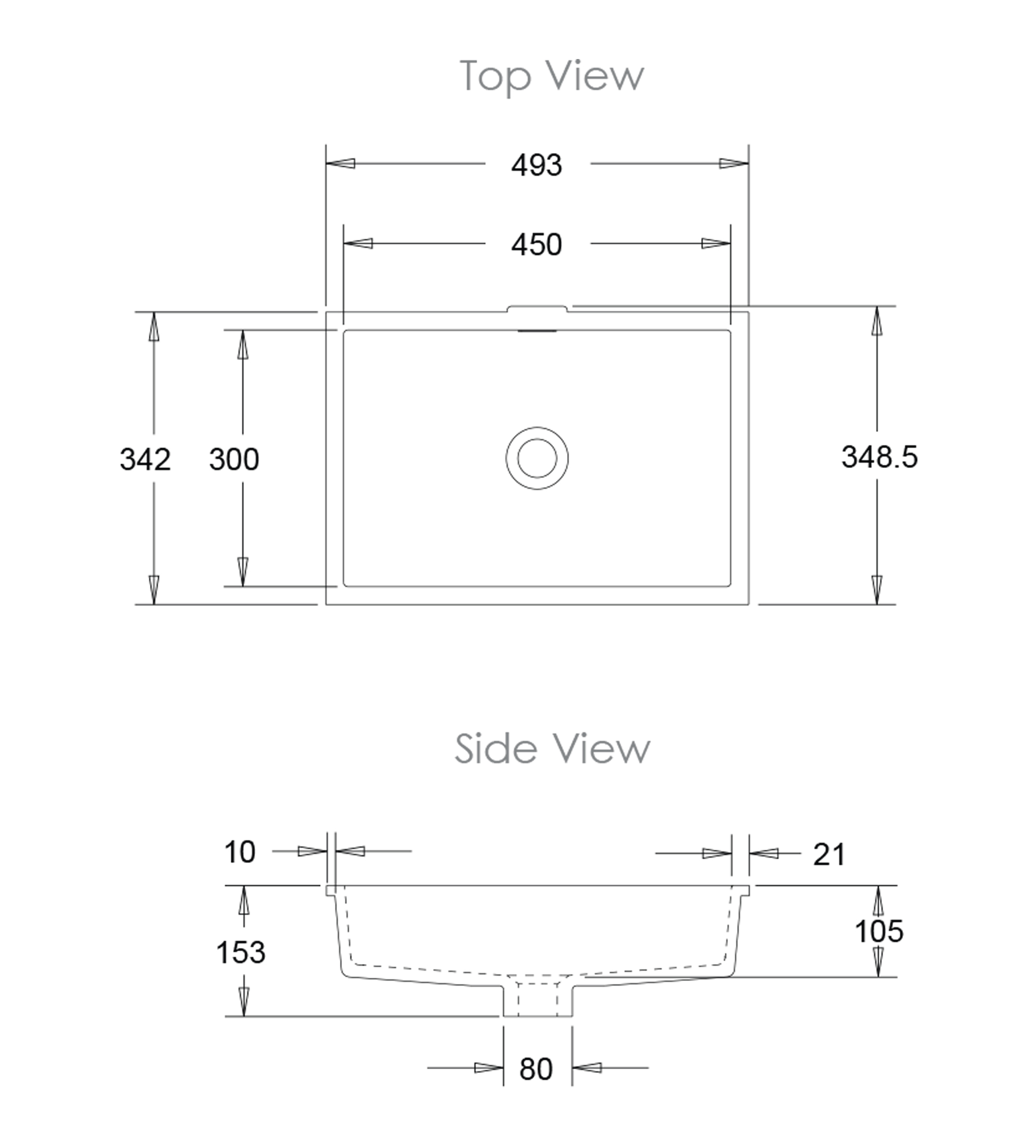 Omvivo Sub Rectangular 450mm Undermount Basin, Matt White