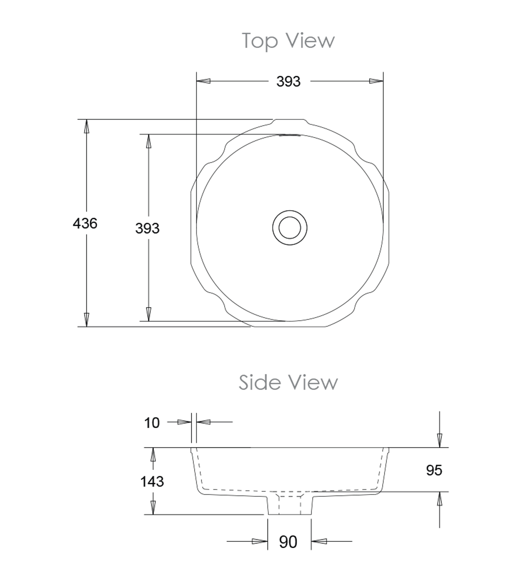Omvivo Sub Round 400mm Undermount Basin, Matt White