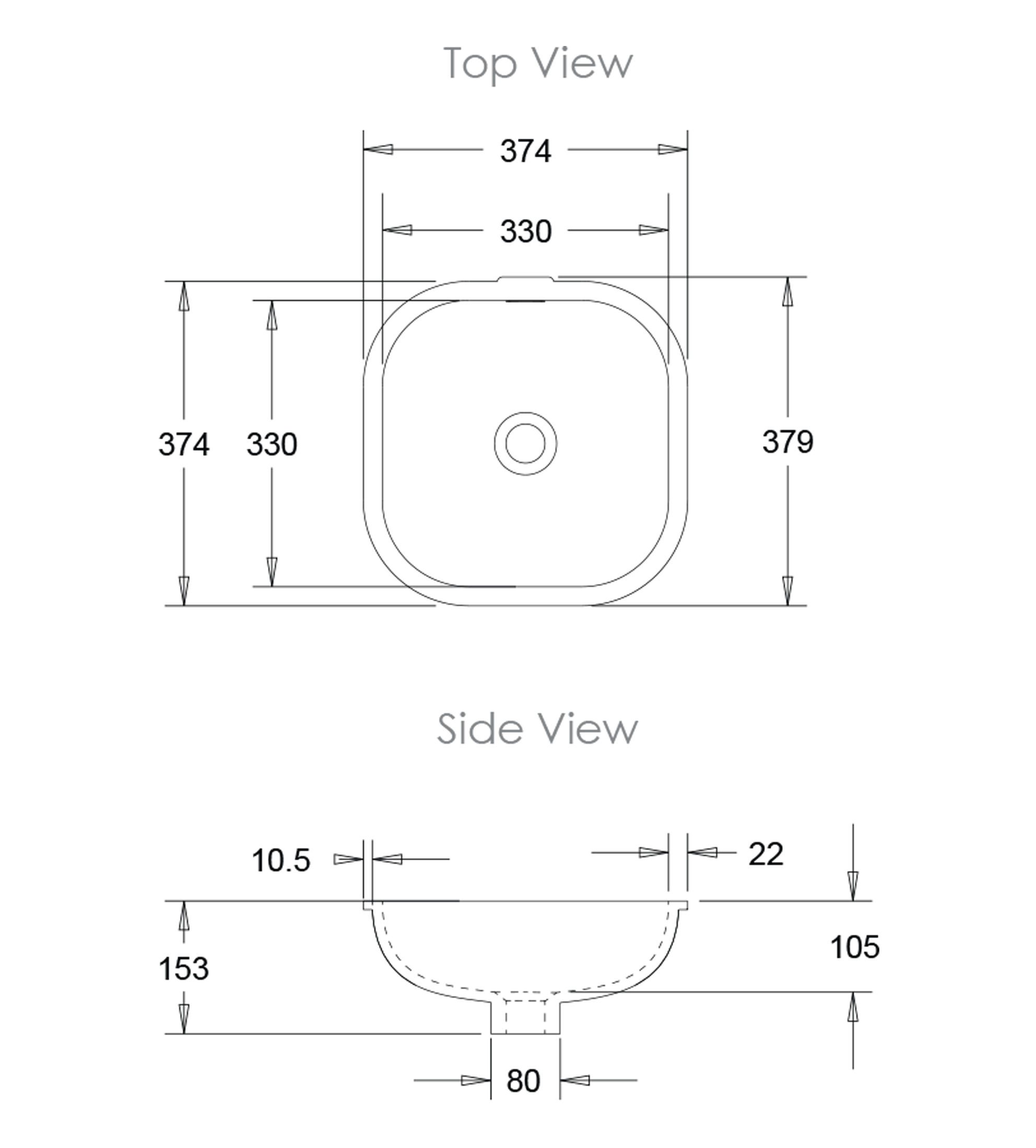 Omvivo Sub Smooth Square 330mm Undermount Basin, Matt White