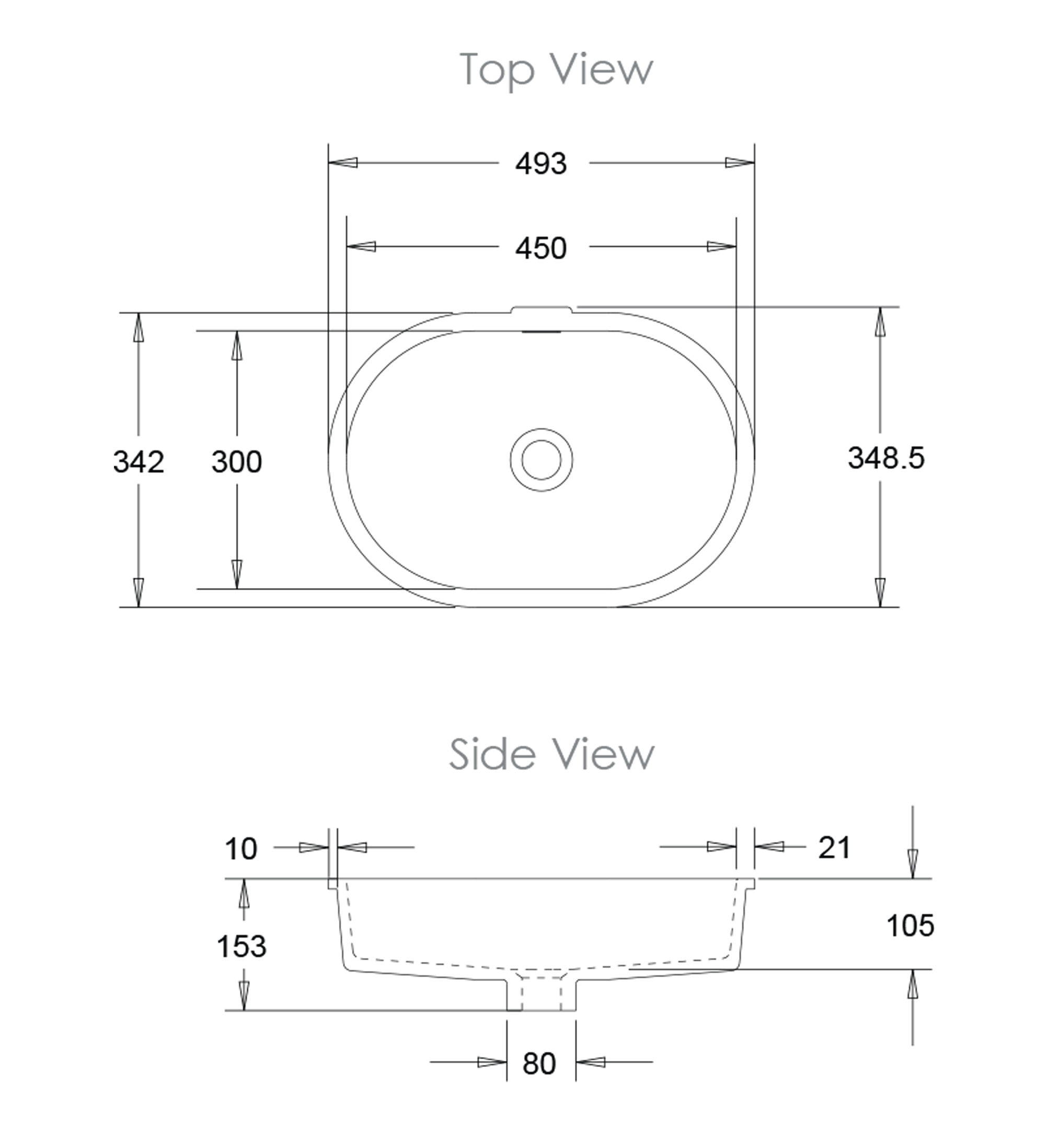 Omvivo Sub Stadium 450mm Undermount Basin, Matt White