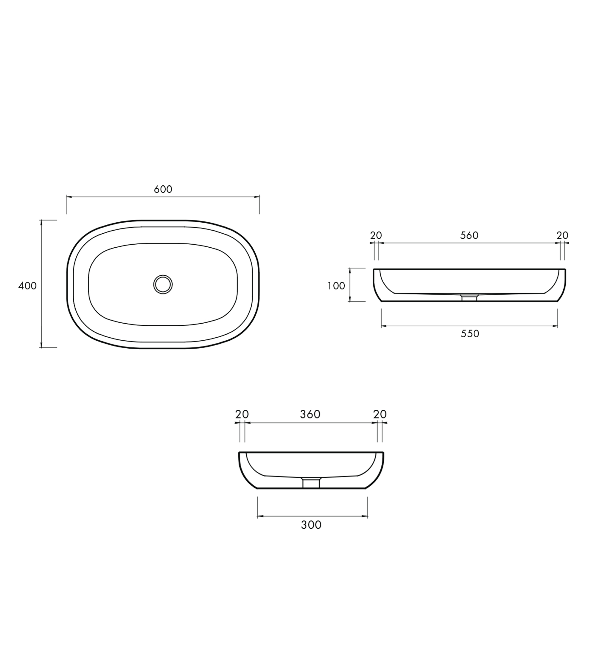 Apaiser Sublime Atlantis 600mm Stone Basin