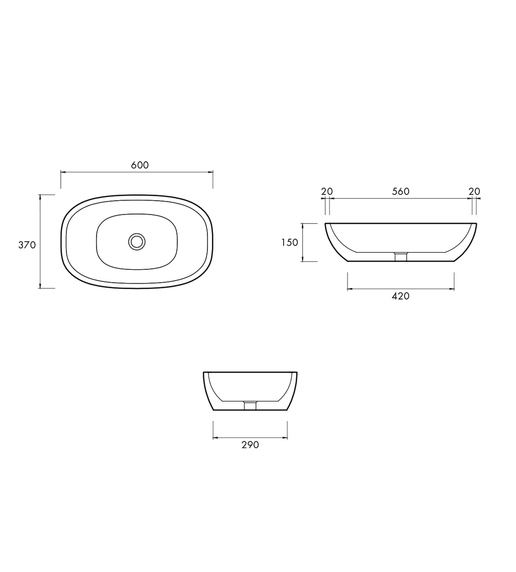 Apaiser Sublime 600mm Stone Basin