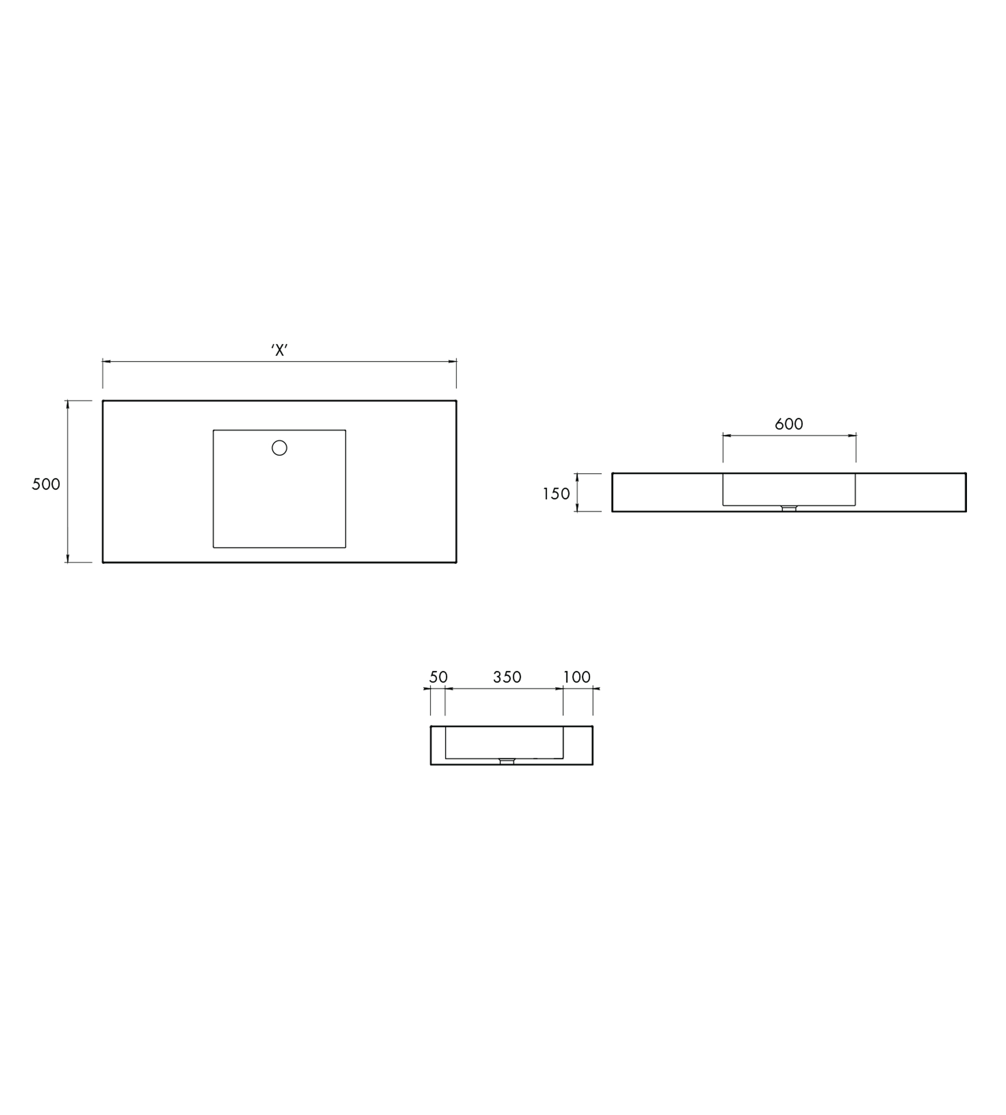Apaiser Sublime Pastille Integrated Single Basin Stone Vanity Top Only