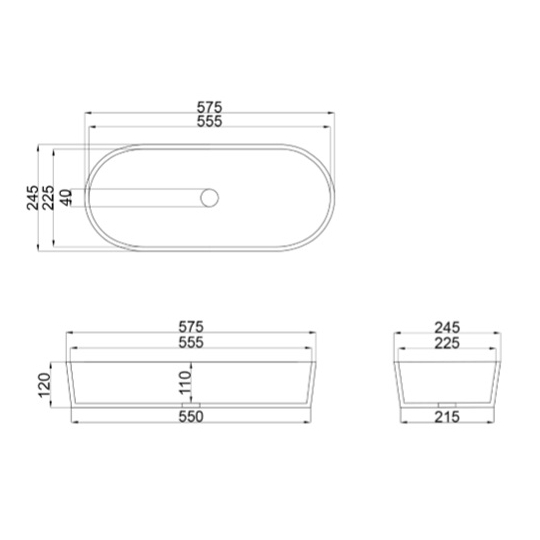 Dado Quartz Gabbice 575mm Stone Above Counter Basin, Satin White