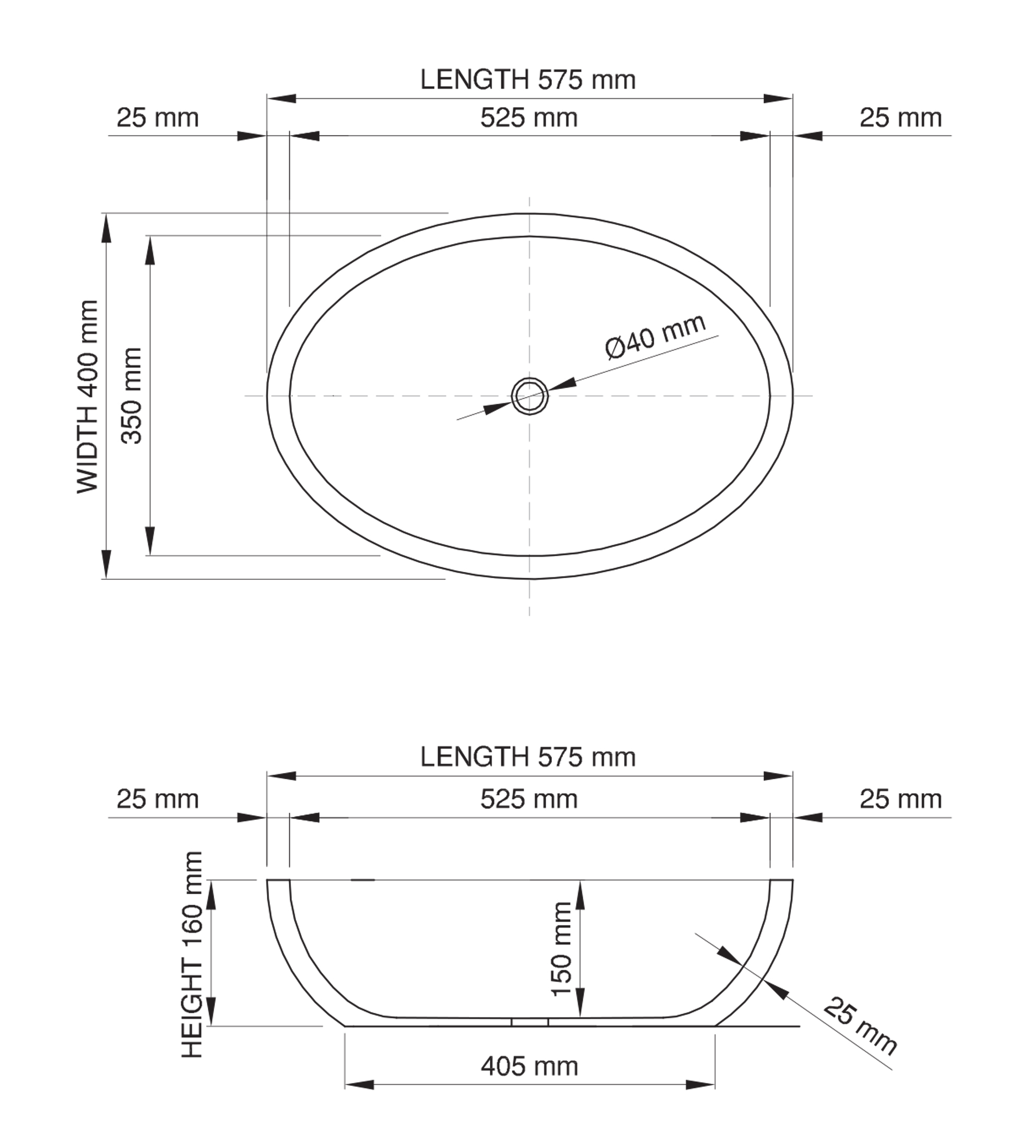 Dado Quartz Moloko 575mm Stone Above Counter Basin, Satin White
