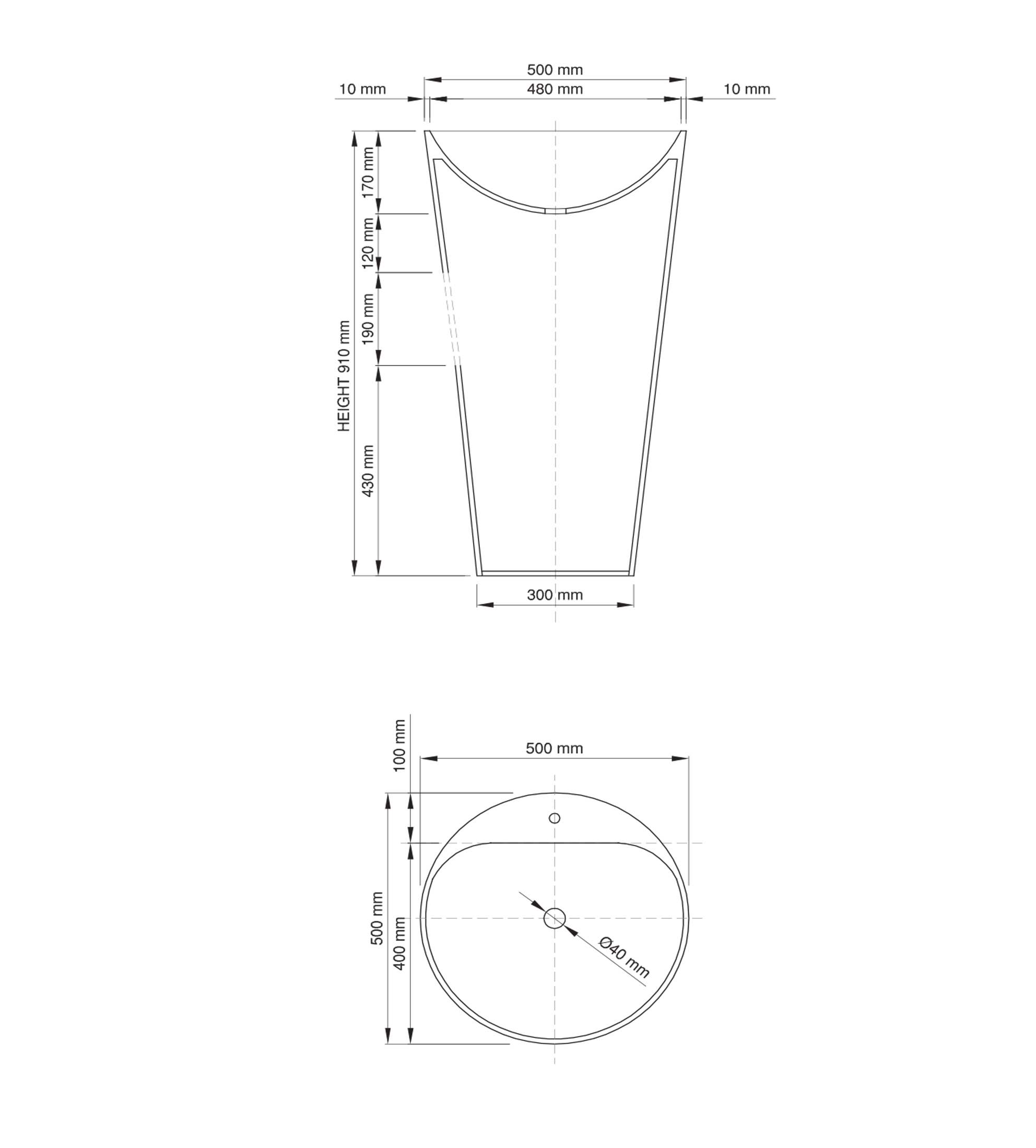 Dado Quartz Annelie 910mm Stone Freestanding Basin WTH, Satin White