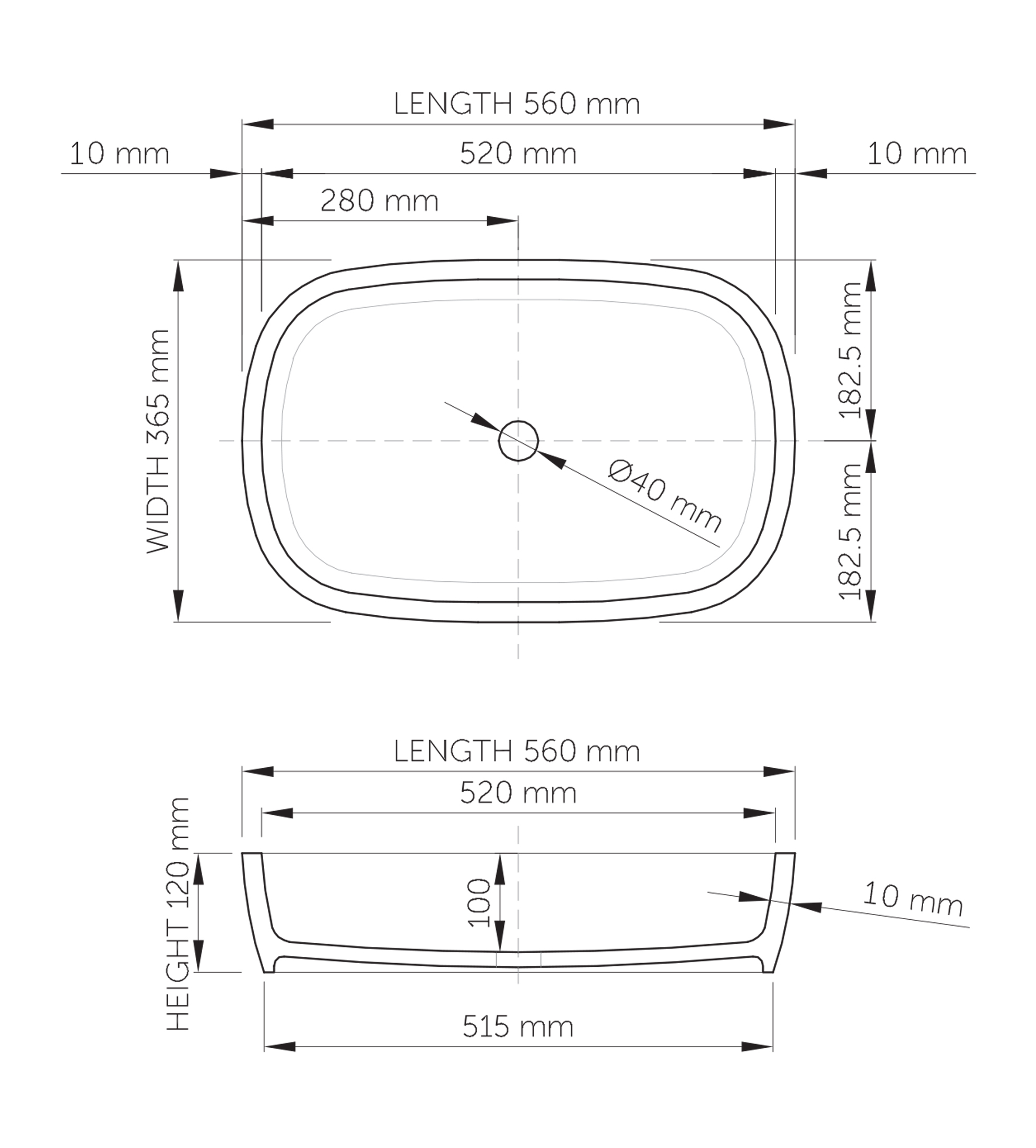 Dado Quartz Ava 560mm Stone Above Counter Basin, Satin White