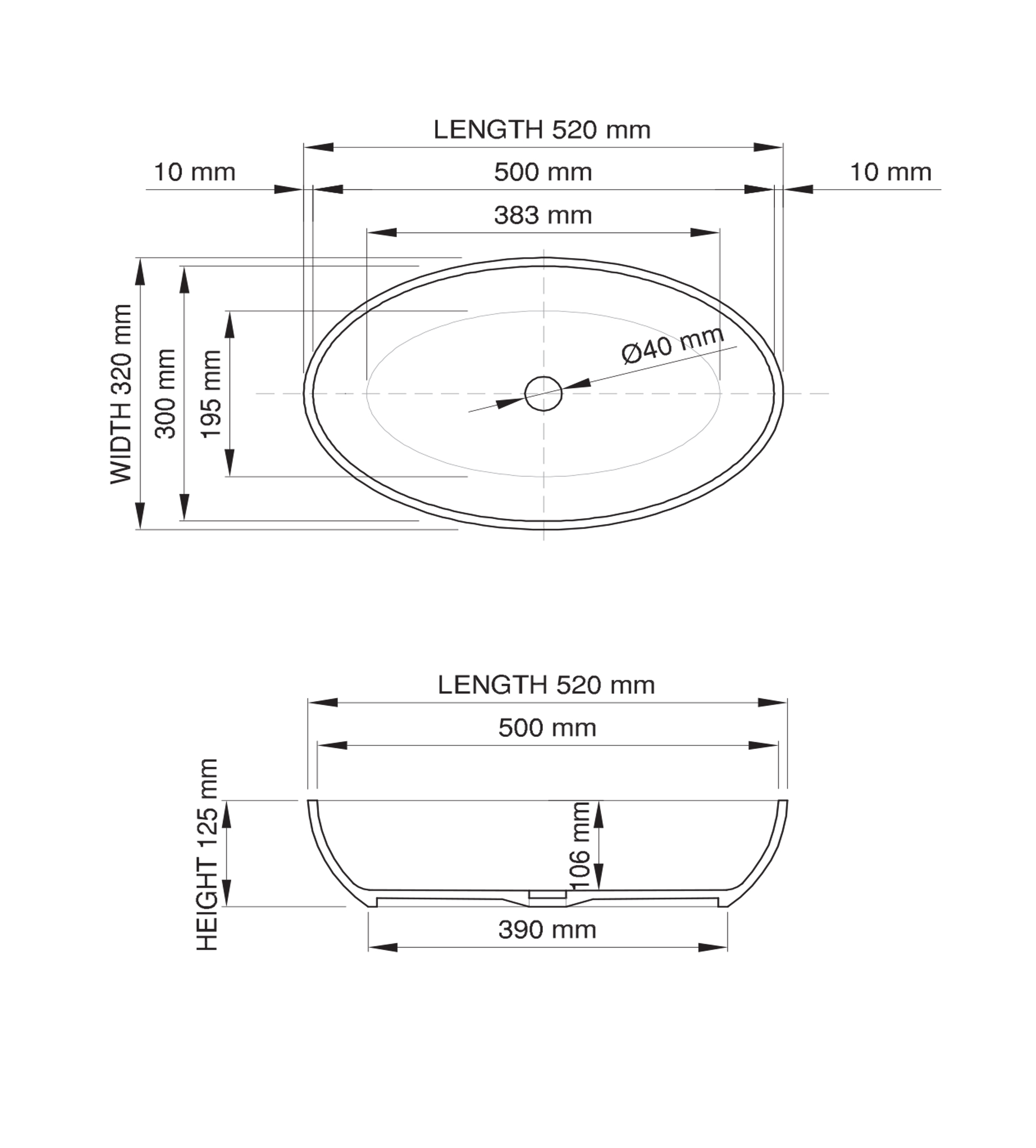 Dado Quartz Gabriella 520mm Stone Above Counter Basin, Satin White