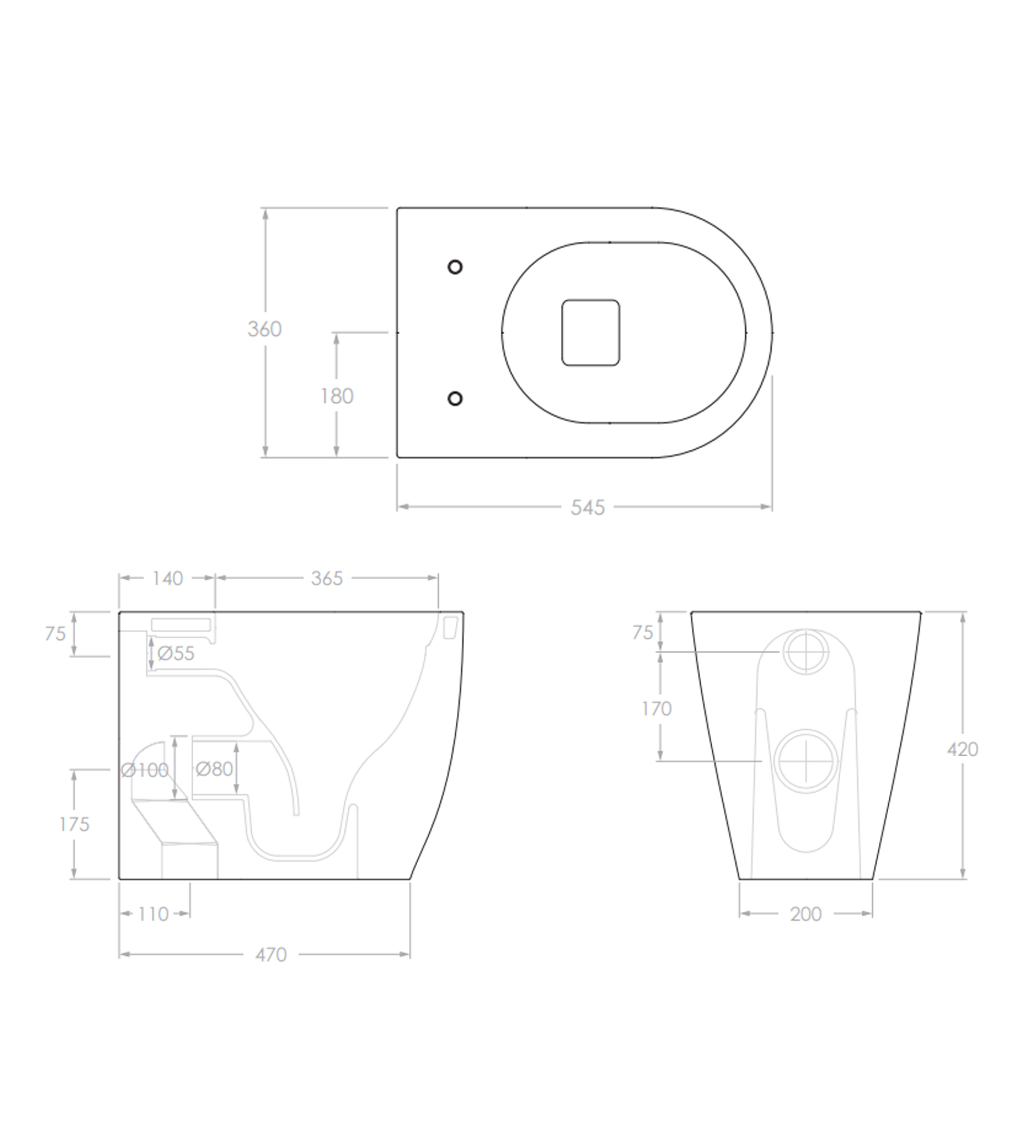 ADP Moon Wall Faced Toilet Pan, Gloss White