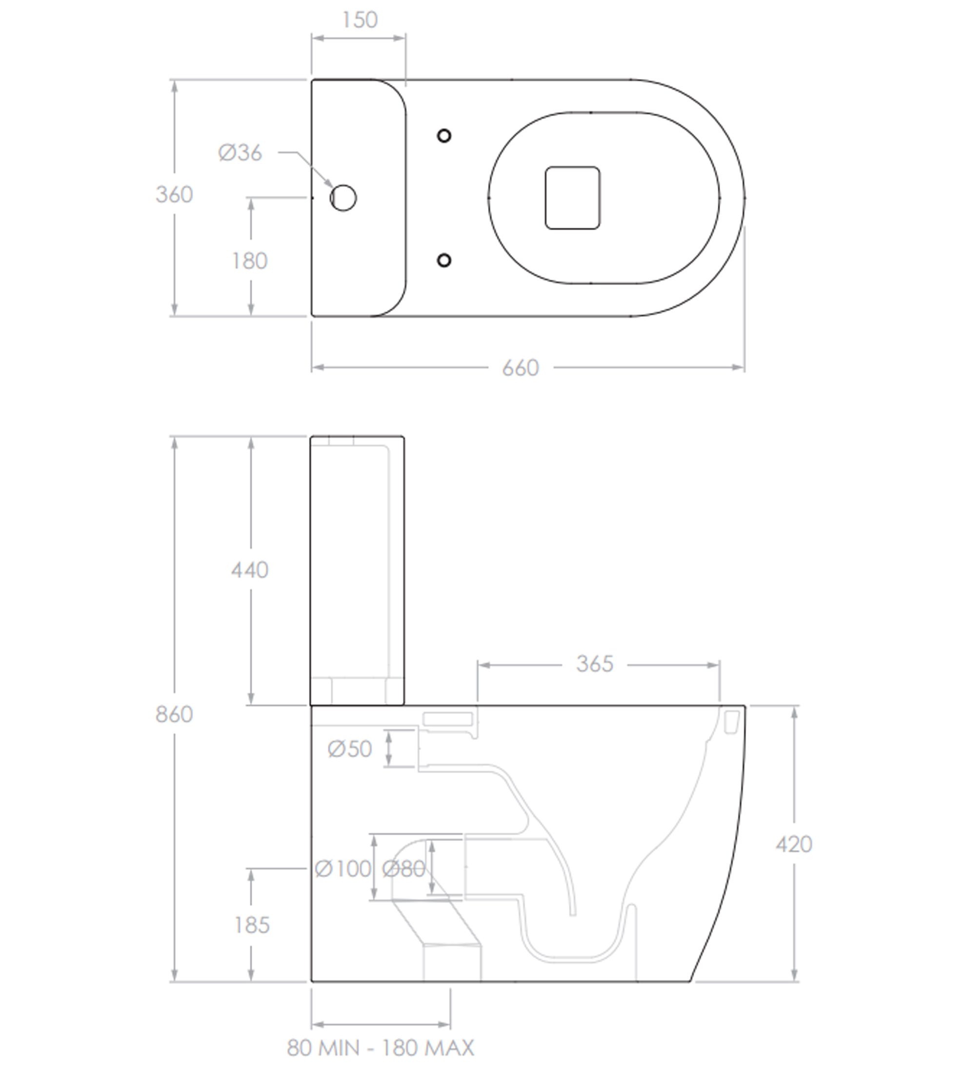 ADP Moon Back to Wall Toilet Suite, Gloss White