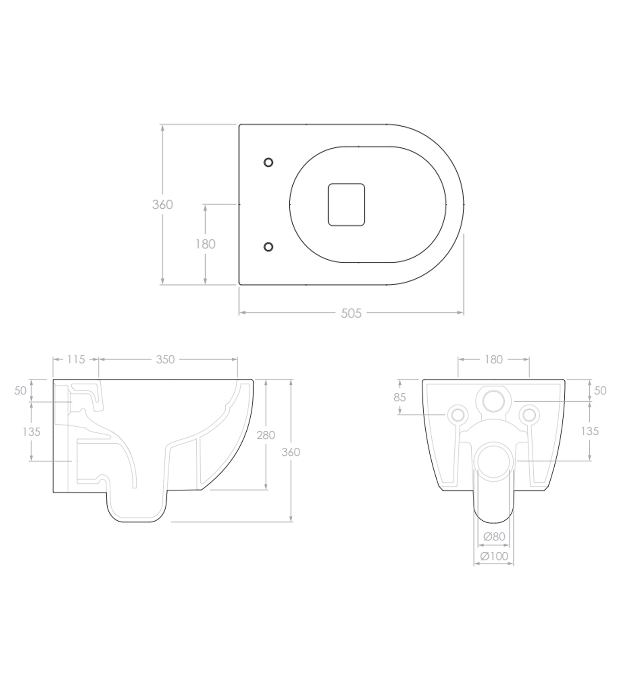 ADP Moon Wall Hung Toilet Pan, Gloss White