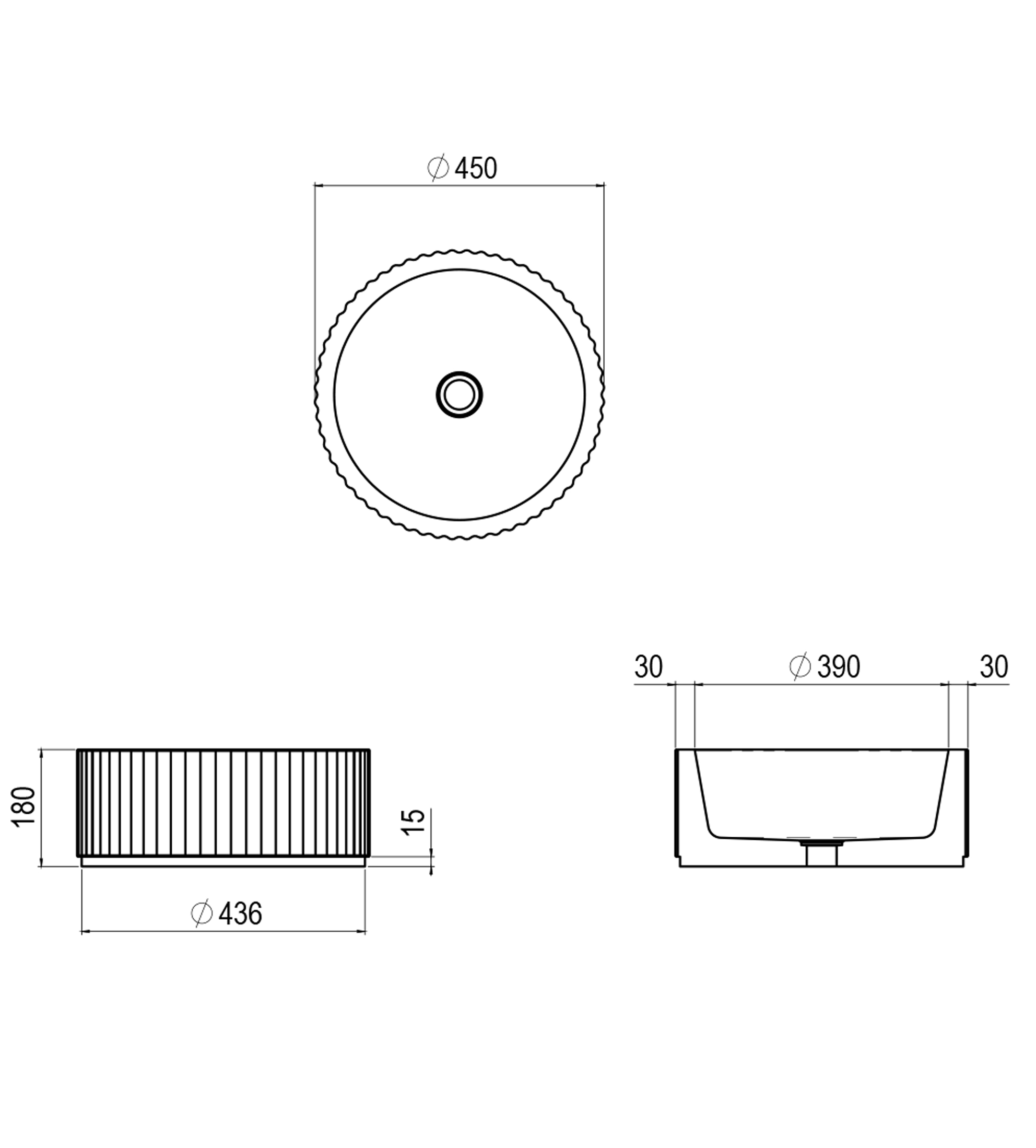 Apaiser Tulle 450mm Stone Basin