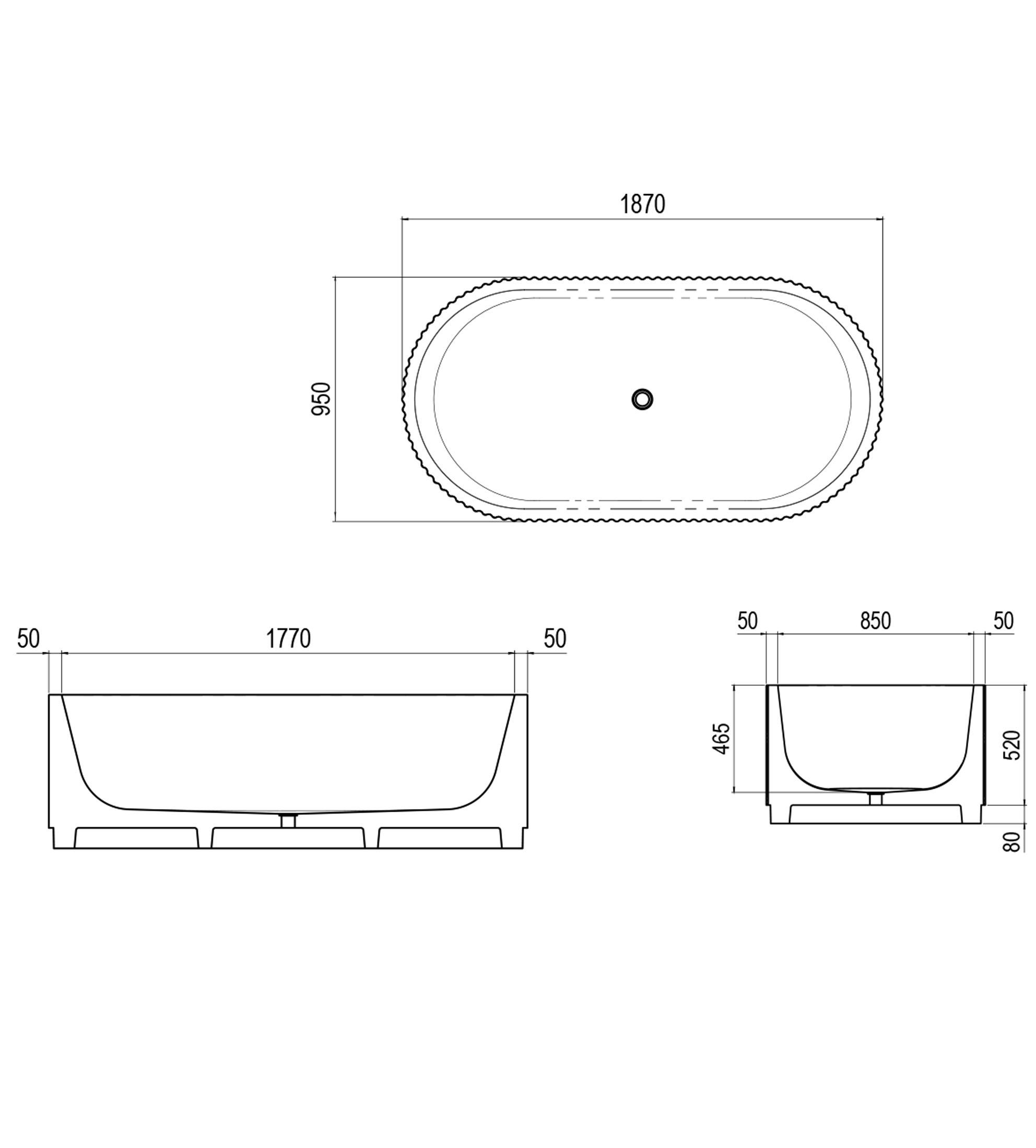 Apaiser Tulle 1870mm Stone Freestanding Bath