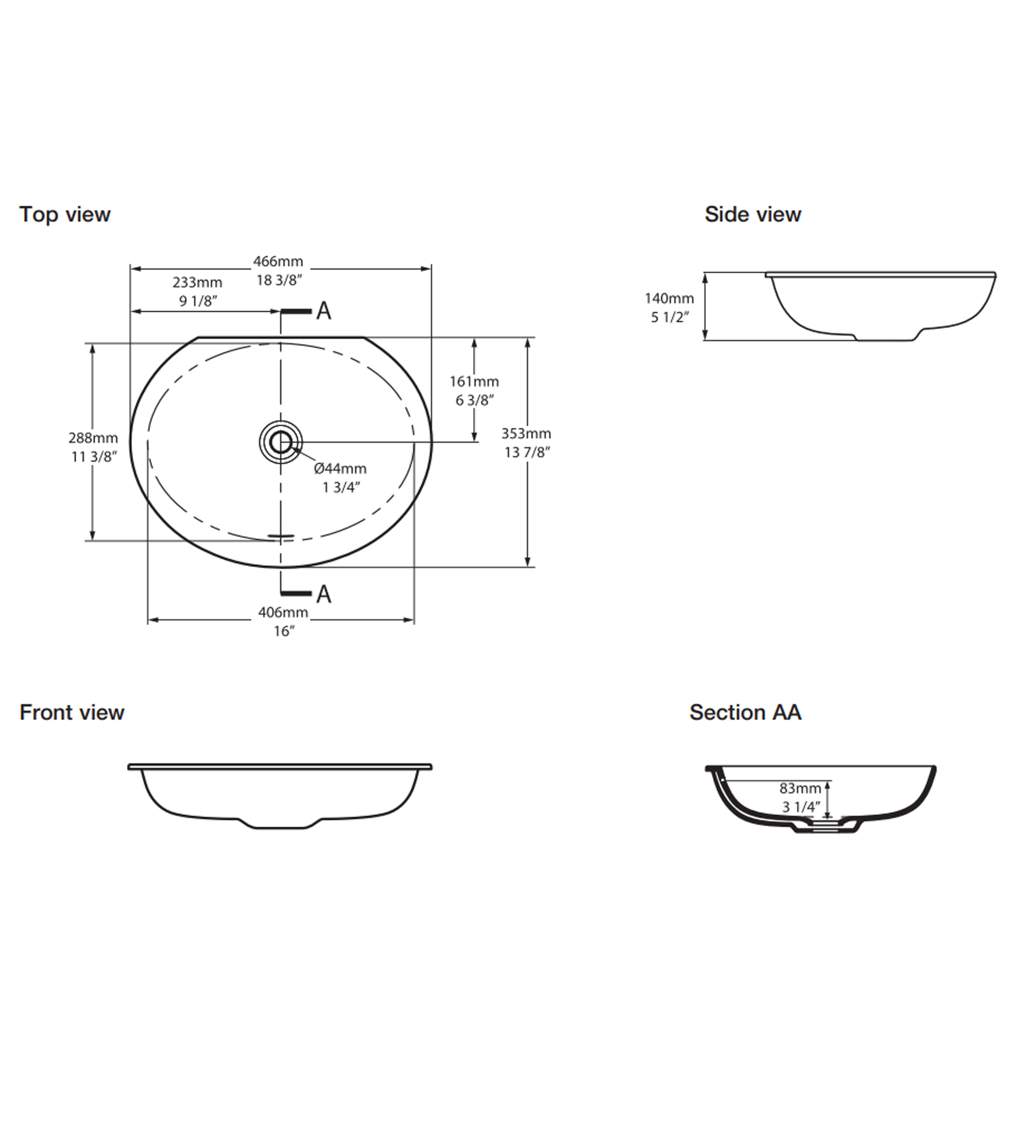 Victoria & Albert Kaali 46 Stone Undermount Basin 466 x 353 x 140mm, Gloss White