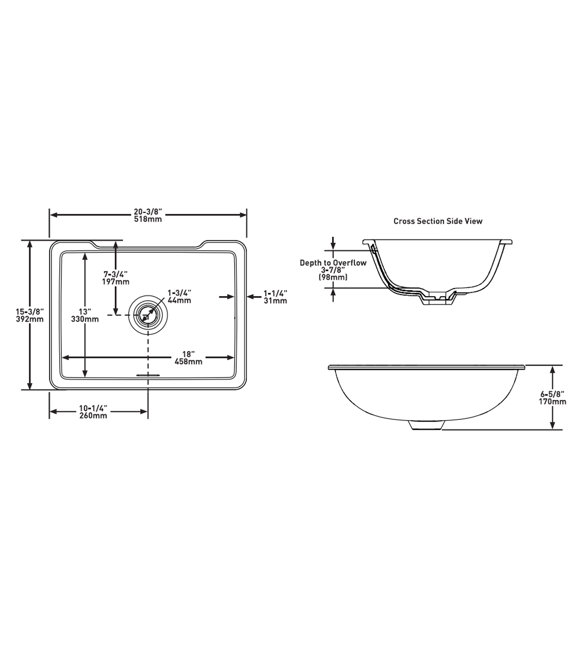 Victoria & Albert Laceno 52 Stone Undermount Basin 518 x 392 x 170mm, Gloss White