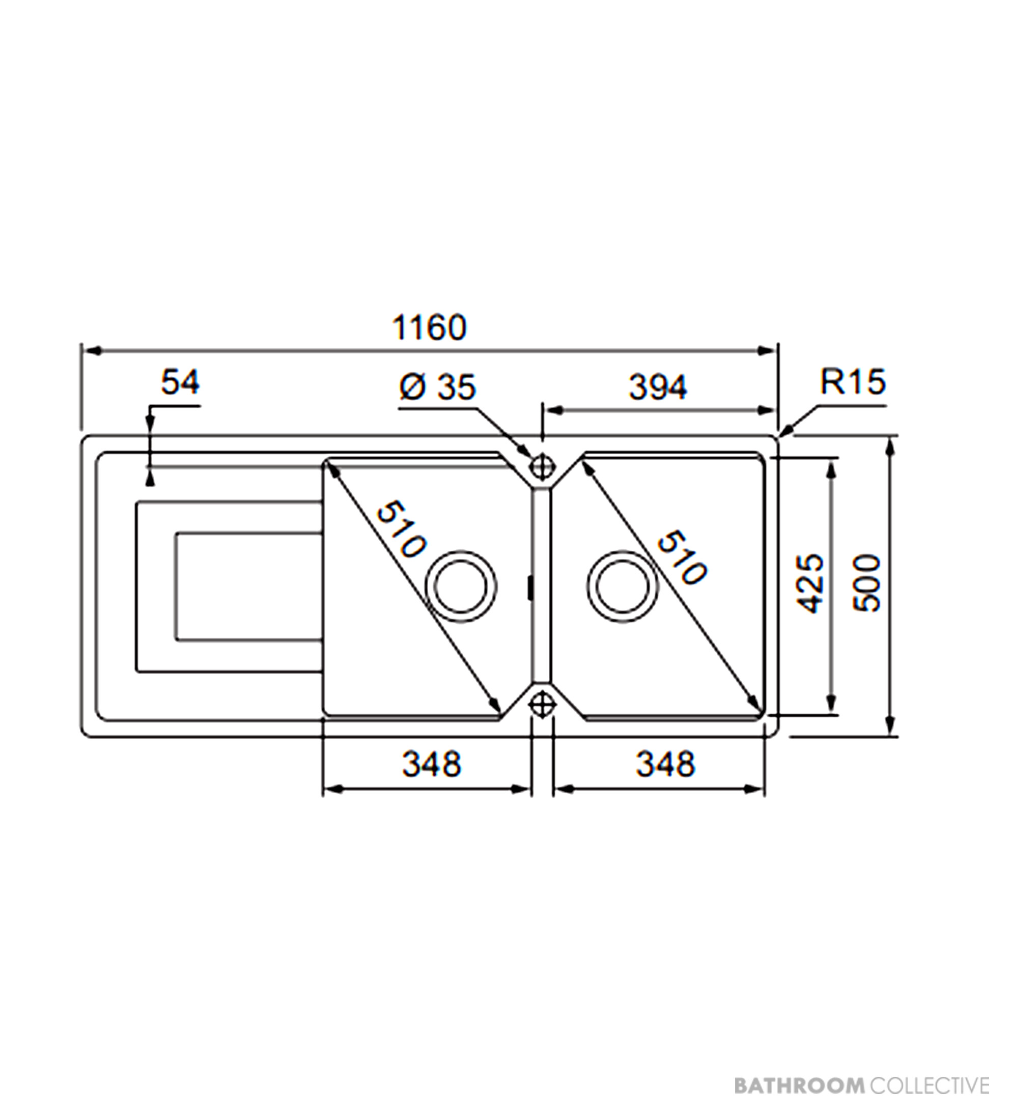 Franke Urban Topmount Double Bowl Sink 1160mm, Reversible Drainer, Stone Grey UBG621REV SG