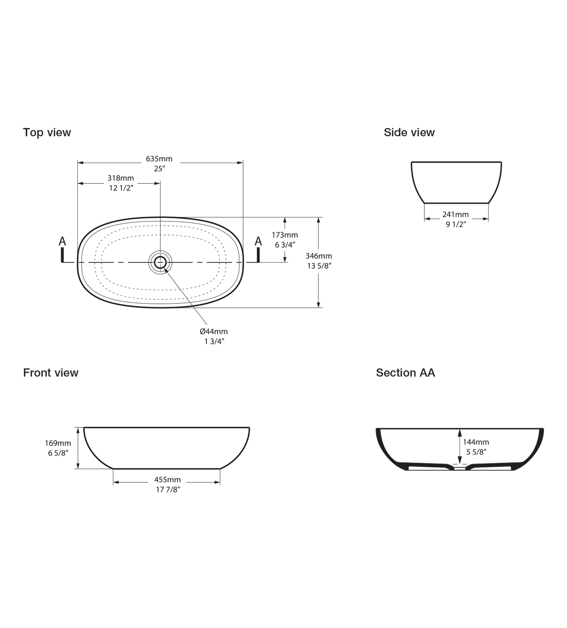 Victoria & Albert Barcelona 64 Stone Basin 635 x 346 x 169mm, Gloss White