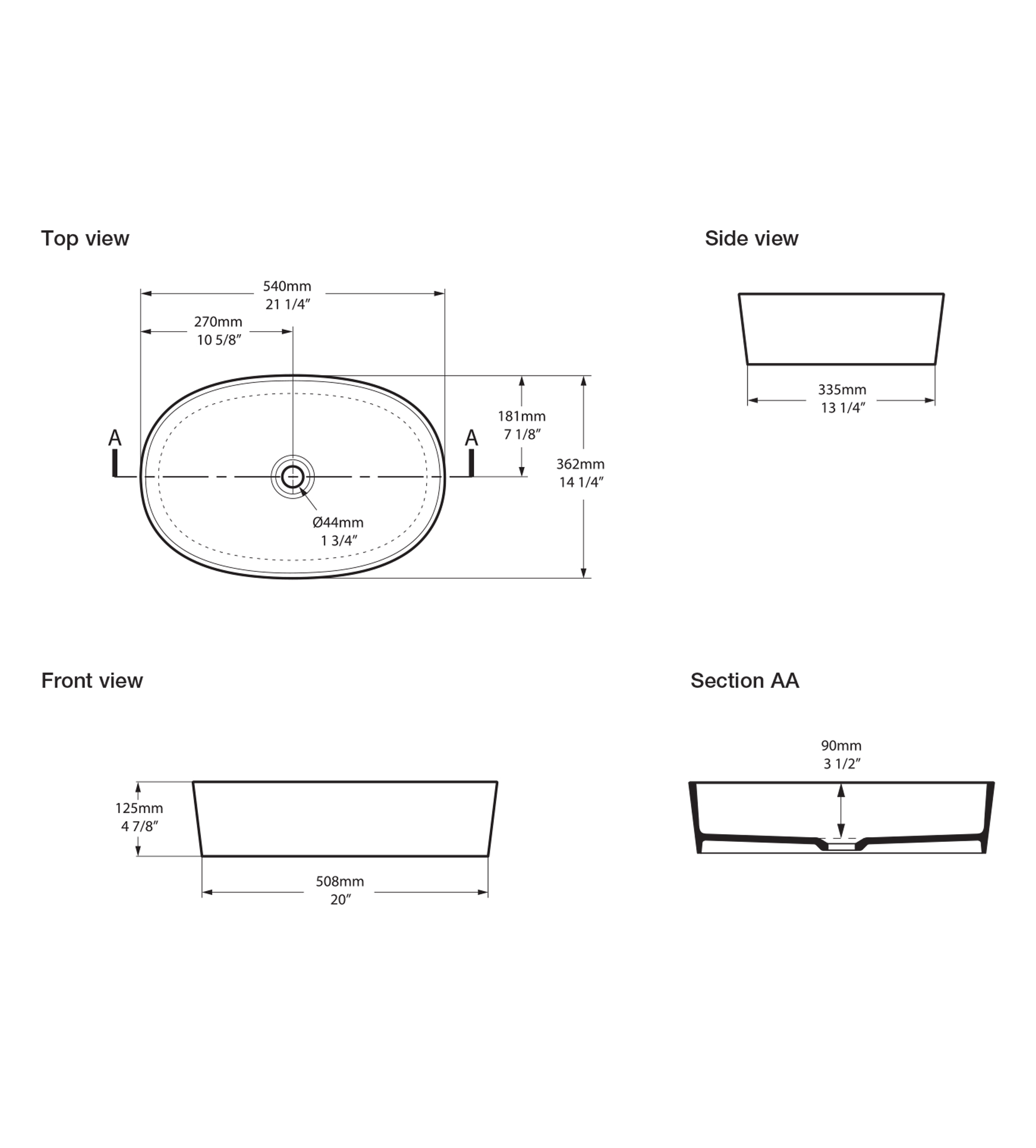 Victoria & Albert Ios 54 Stone Basin 540 x 362 x 125mm, Gloss White