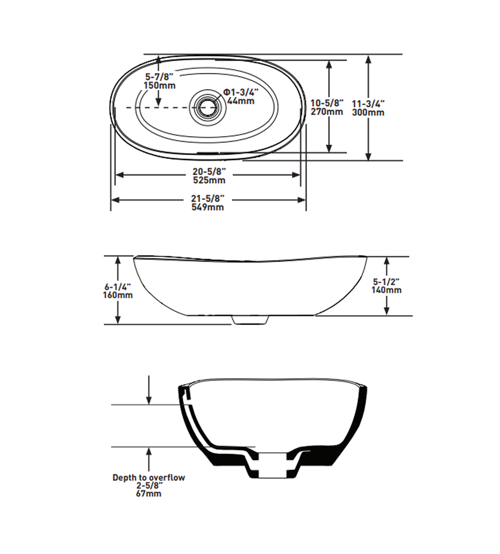 Victoria & Albert Seros 55 Stone Basin 549 x 300 x 140mm, Gloss White