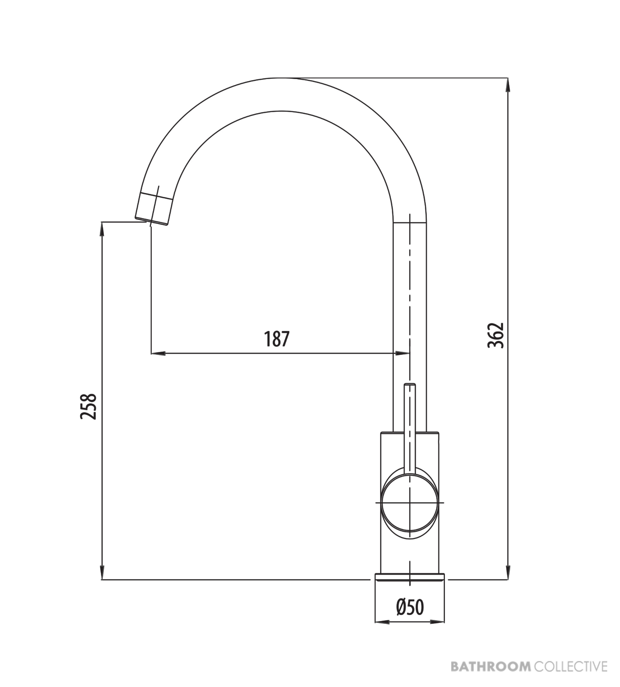 Oliveri Venice 187mm Goose Neck Mixer, Brushed Nickel
