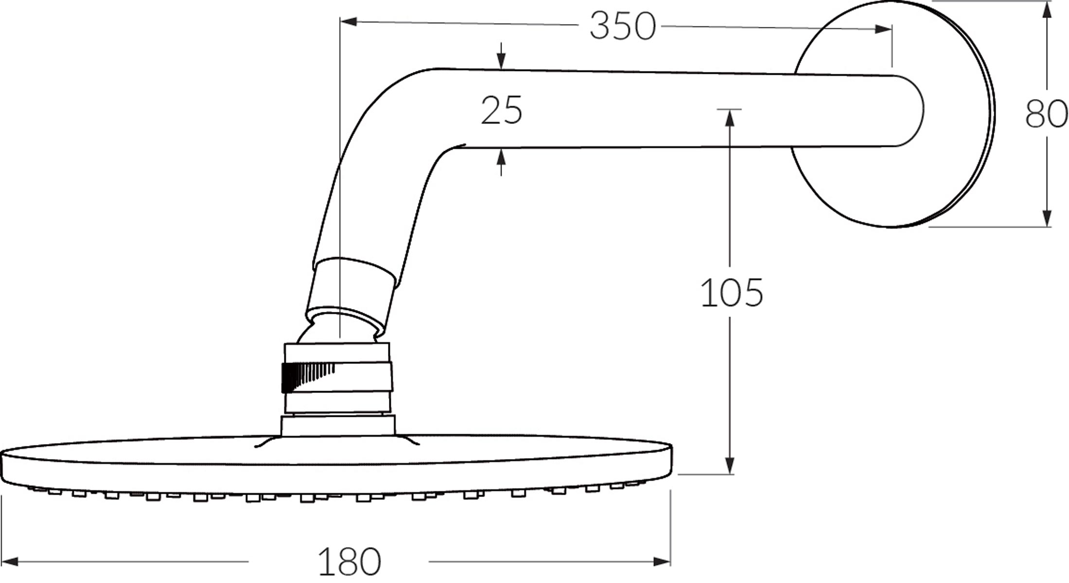 Sussex Vd Horizontal Shower With 180mm Head