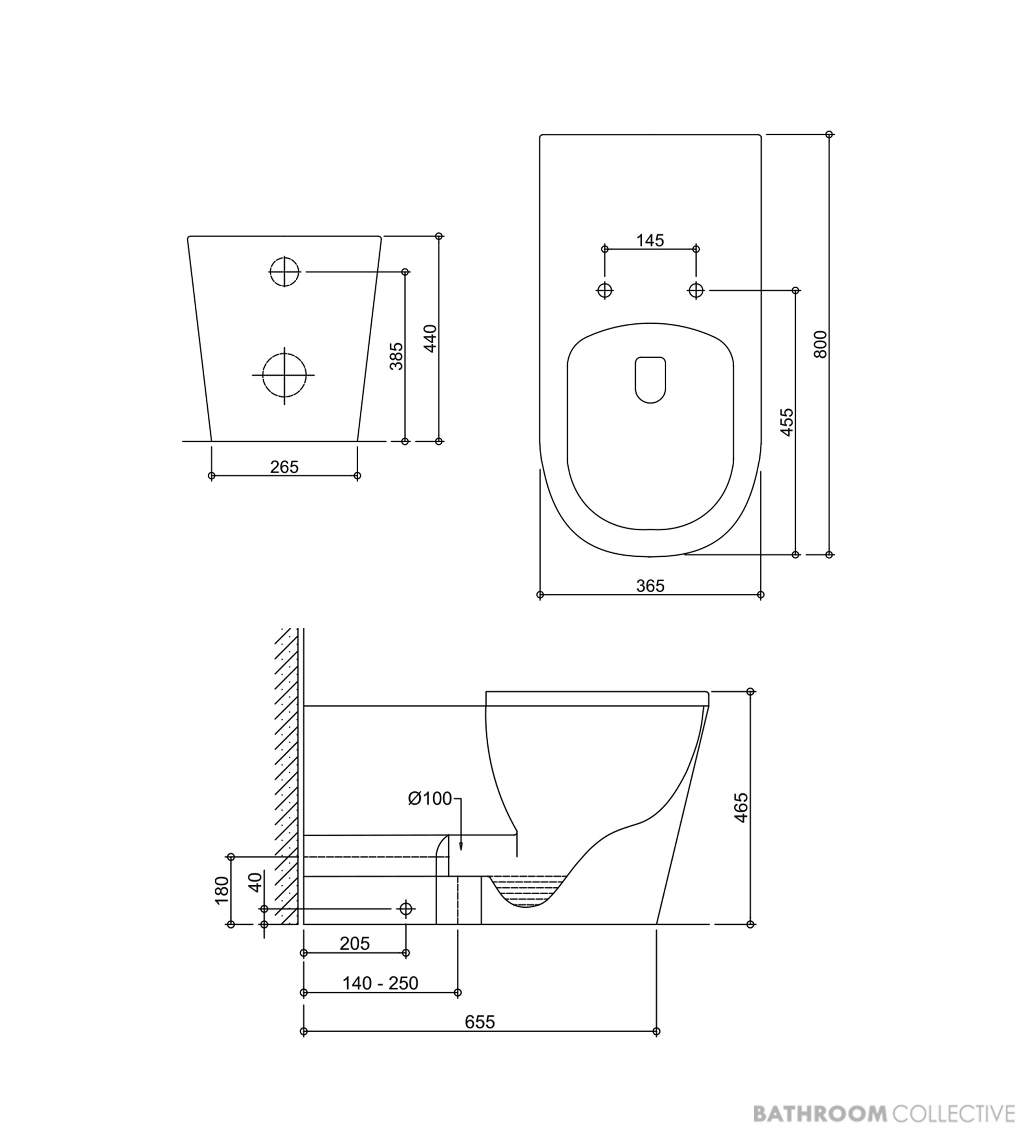Oliveri Vienna Wall Faced Care Toilet Suite With Blue Seat, Vitreous China