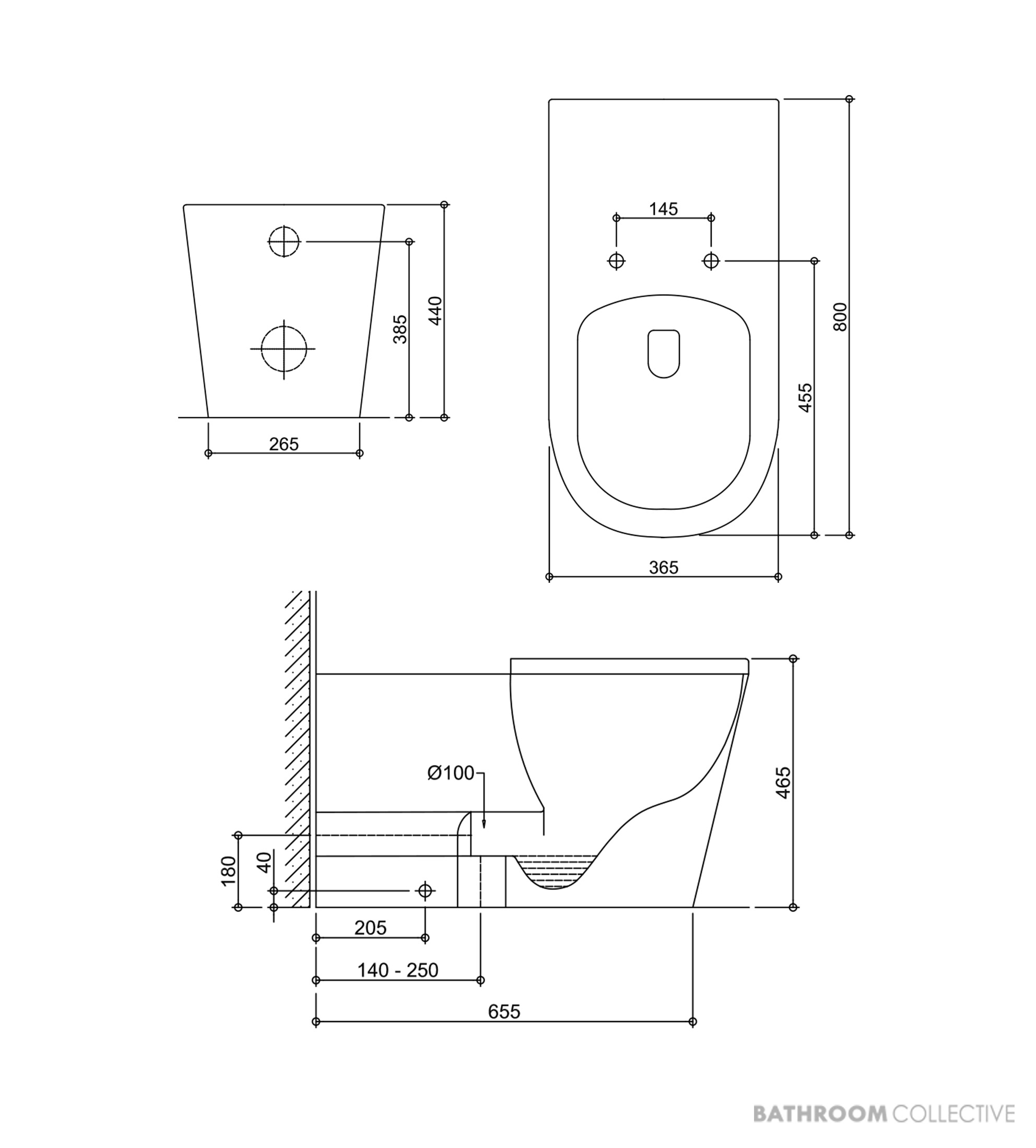 Oliveri Vienna Wall Faced Care Toilet Suite With Grey Seat, Vitreous China