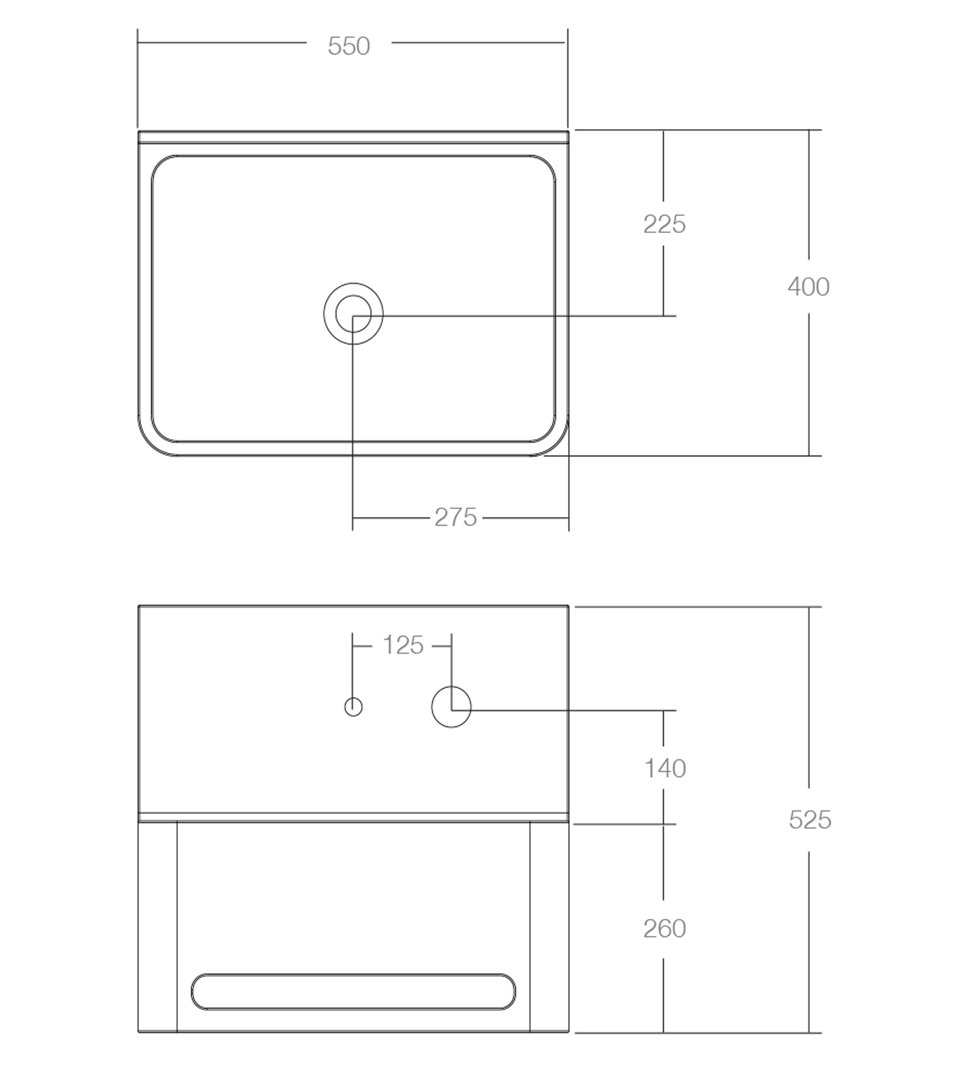 Omvivo Vision Wall Basin, Towel Rail, Splashback & Shelf, 2TH, Matt White