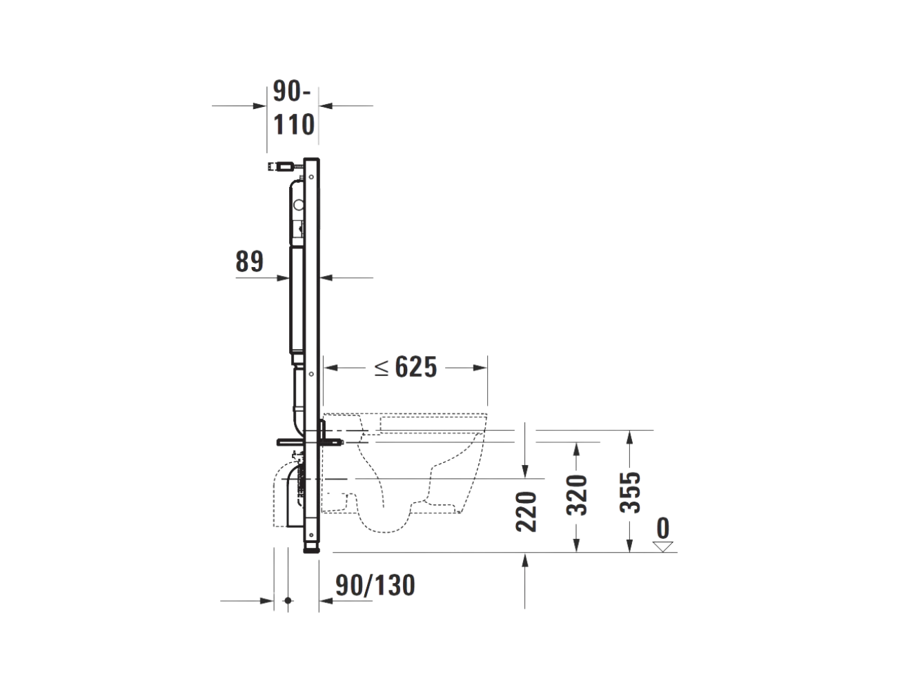 Duravit Dual Flush, Slimline Concealed Cistern for Wall Hung Pan