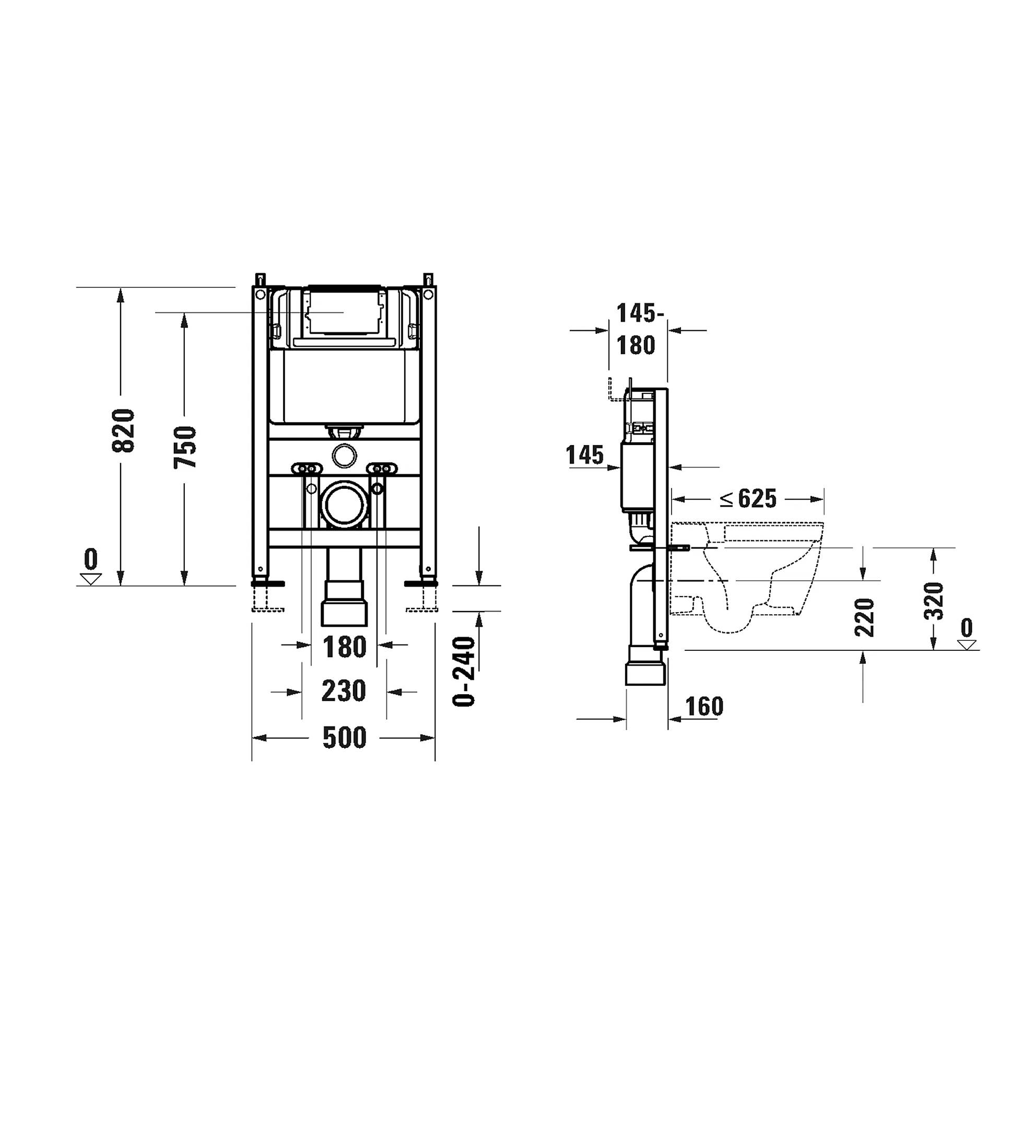 Duravit Top/Front Flush Low Level Concealed Cistern for Wall Hung Pan