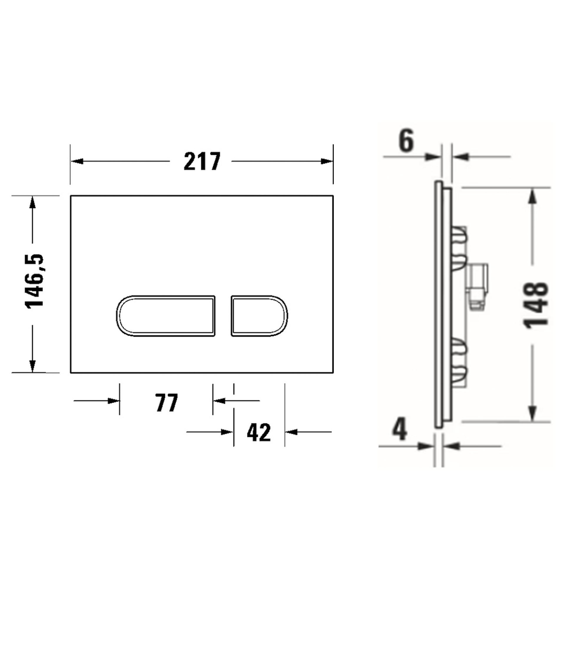 Duravit A1 Flush Plate, Brushed Stainless Steal