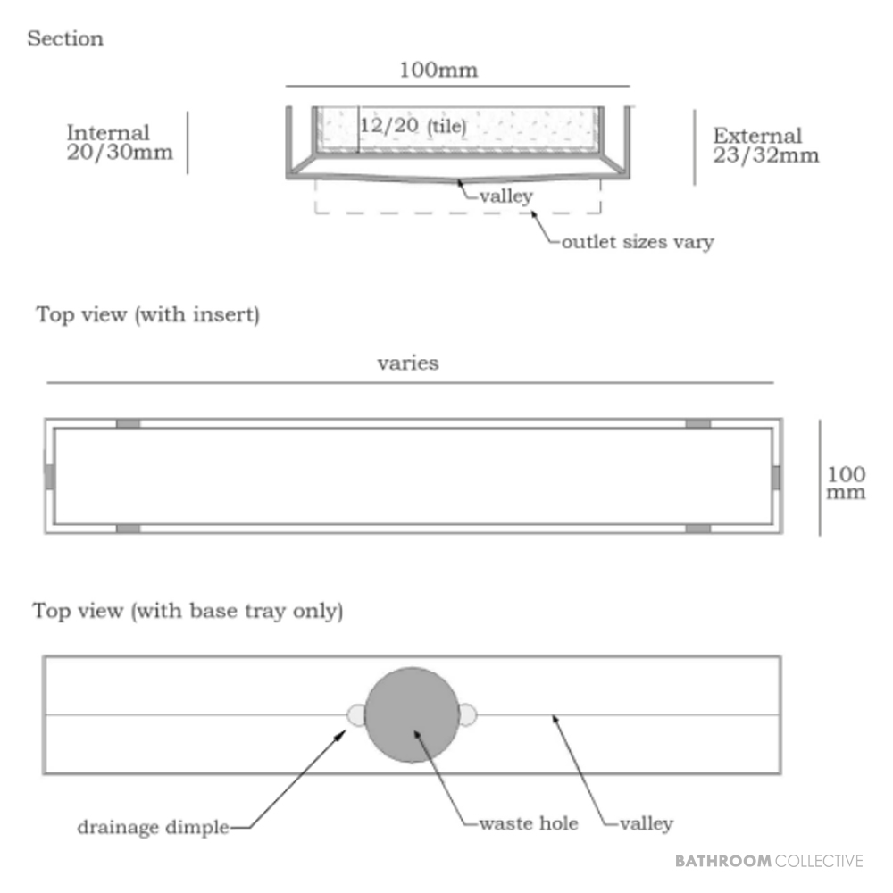 Bespoke Linear Custom Tile Insert Floor Waste - Stainless Steel